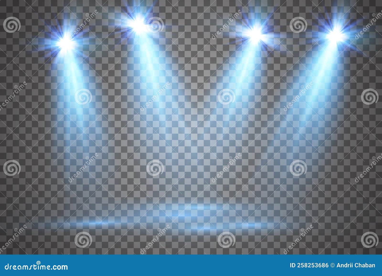 Vector Spotlights. Scene. Light Effects. Glow Light Effect. Vector Illustration. Stock Vector
