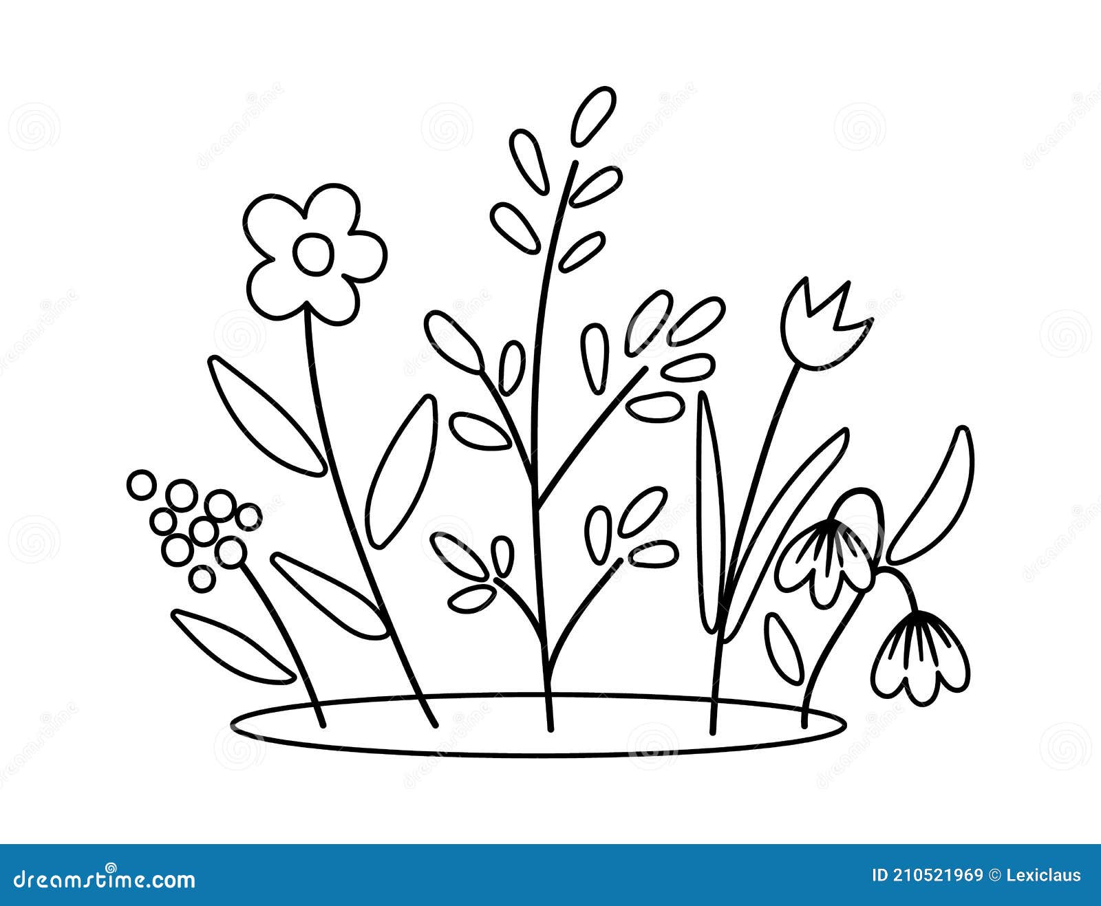 clipart spring flowers black and white drawings