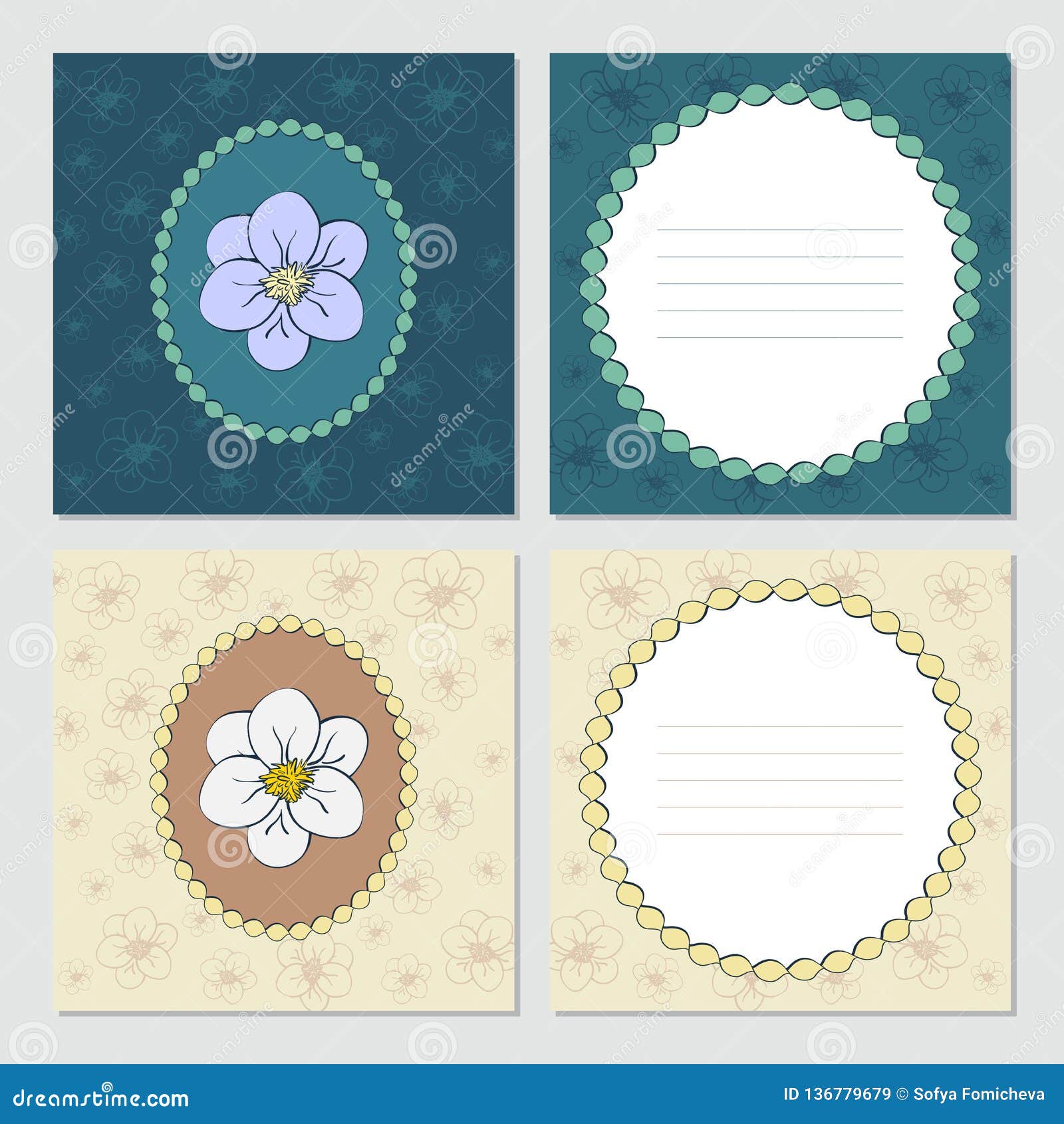 Vector Square Greeting Card with Flowers Stock Vector Illustration of