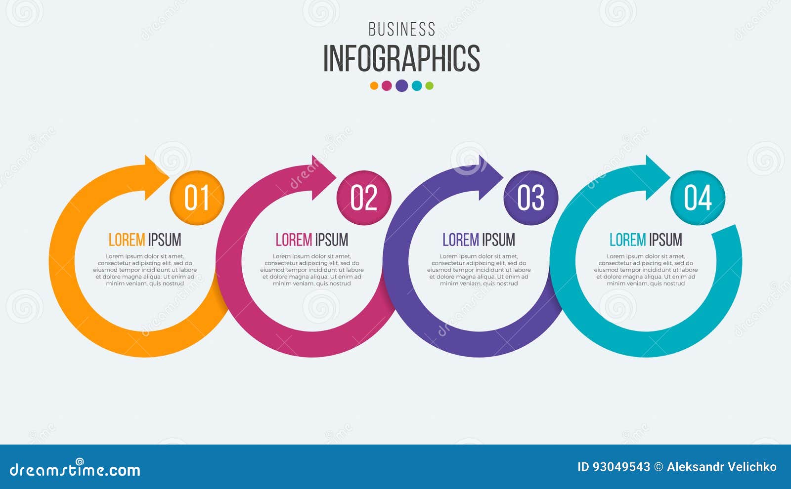  4 steps timeline infographic template with circular arrow