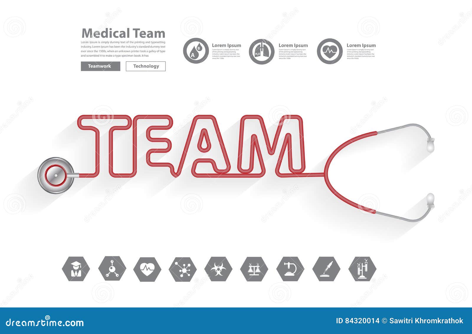 Vector Stethoscope Medical Team Ideas Concept Stock Vector