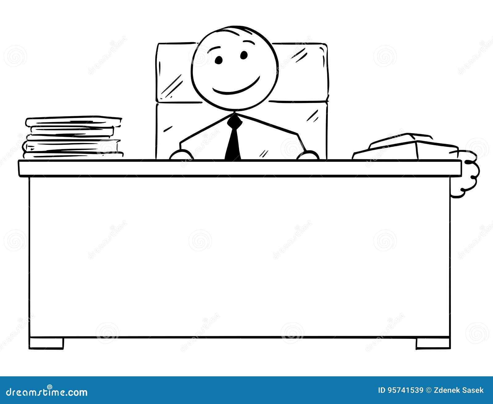  stick man cartoon of happy good boss smiling