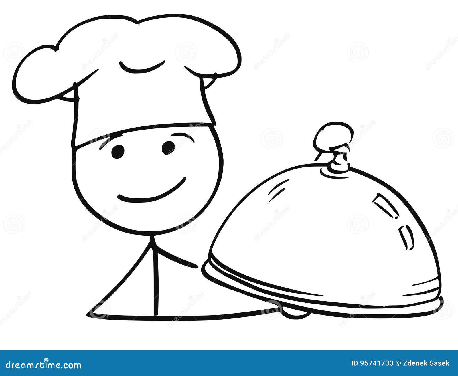 Vector Stick Man Cartoon of Male Cook Chef in Hat Stock Vector ...