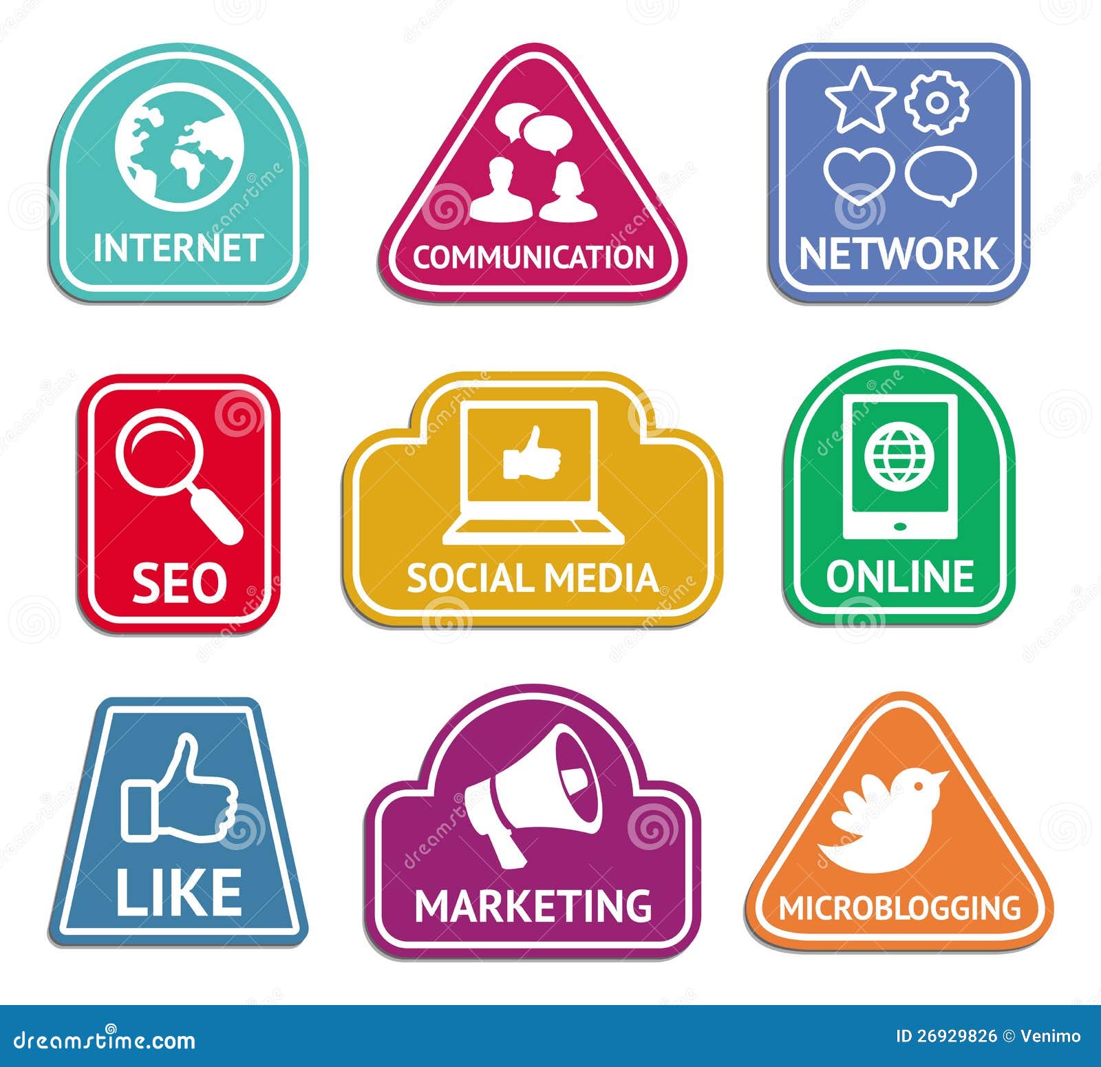 Vector Stickers With Social Media Icons Stock Vector Illustration of
