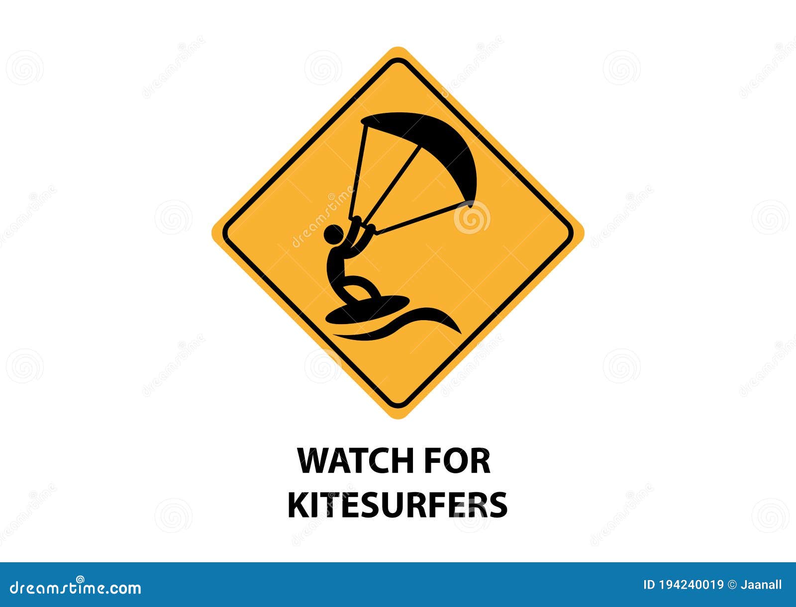 Kitesurfing warning sign stock vector. Illustration of careful 194240019