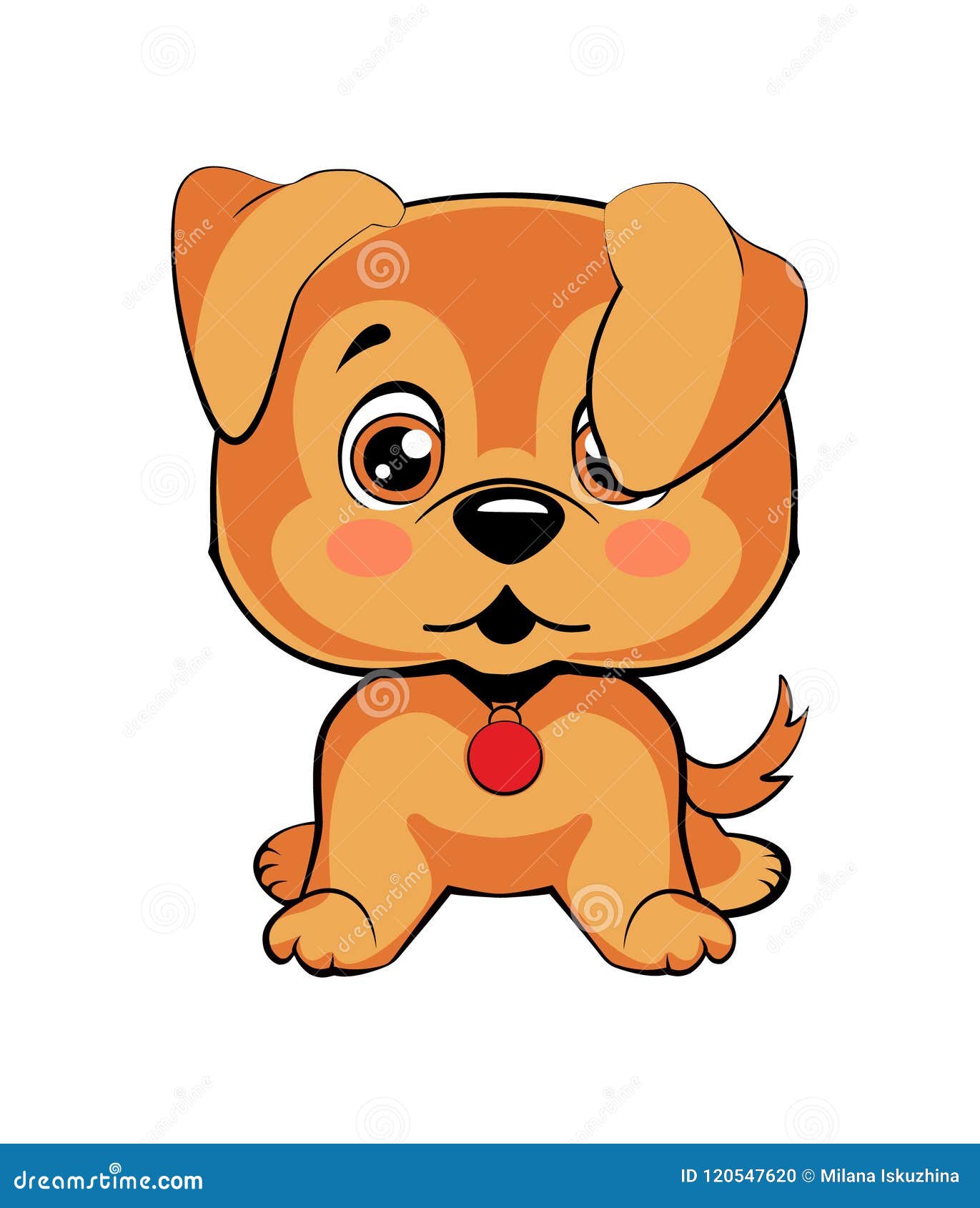 Scared Cartoon Dog Face Expression Vector Stock Vector