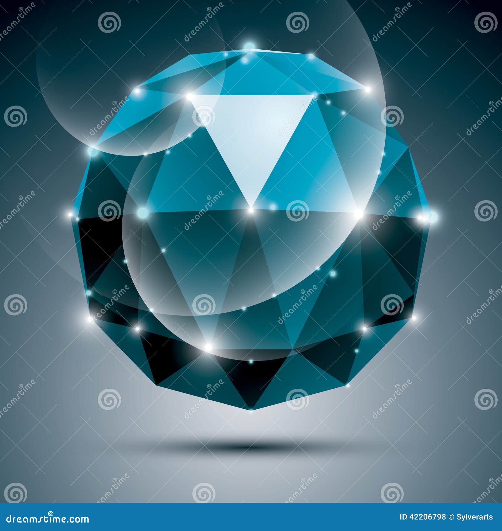 Vector stylish illustration, shiny sapphire effect, eps10. Gala 3D blue twinkle ball.