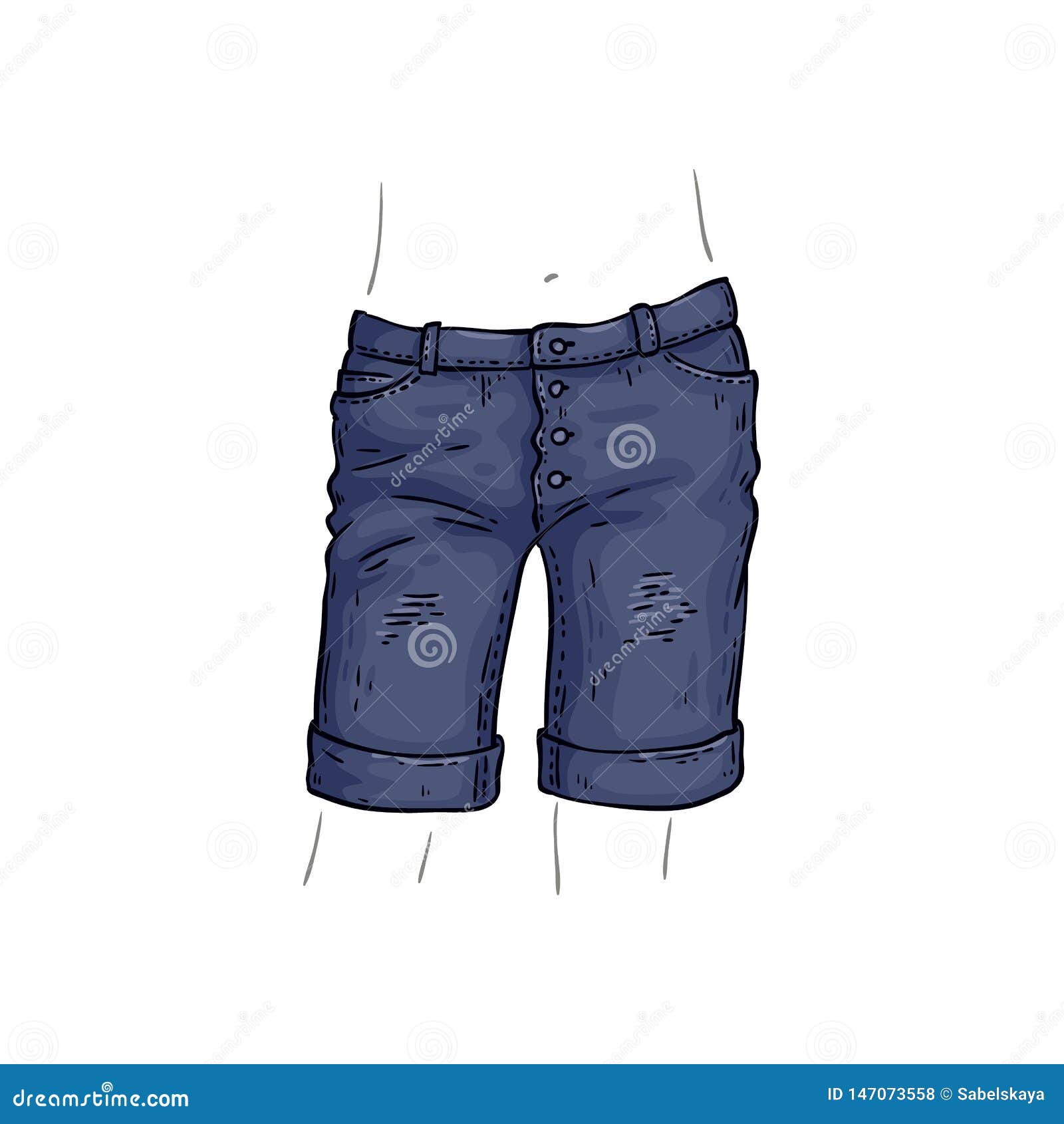 Vector Stylish Jean Shorts, Female Denim Pants Stock Vector ...