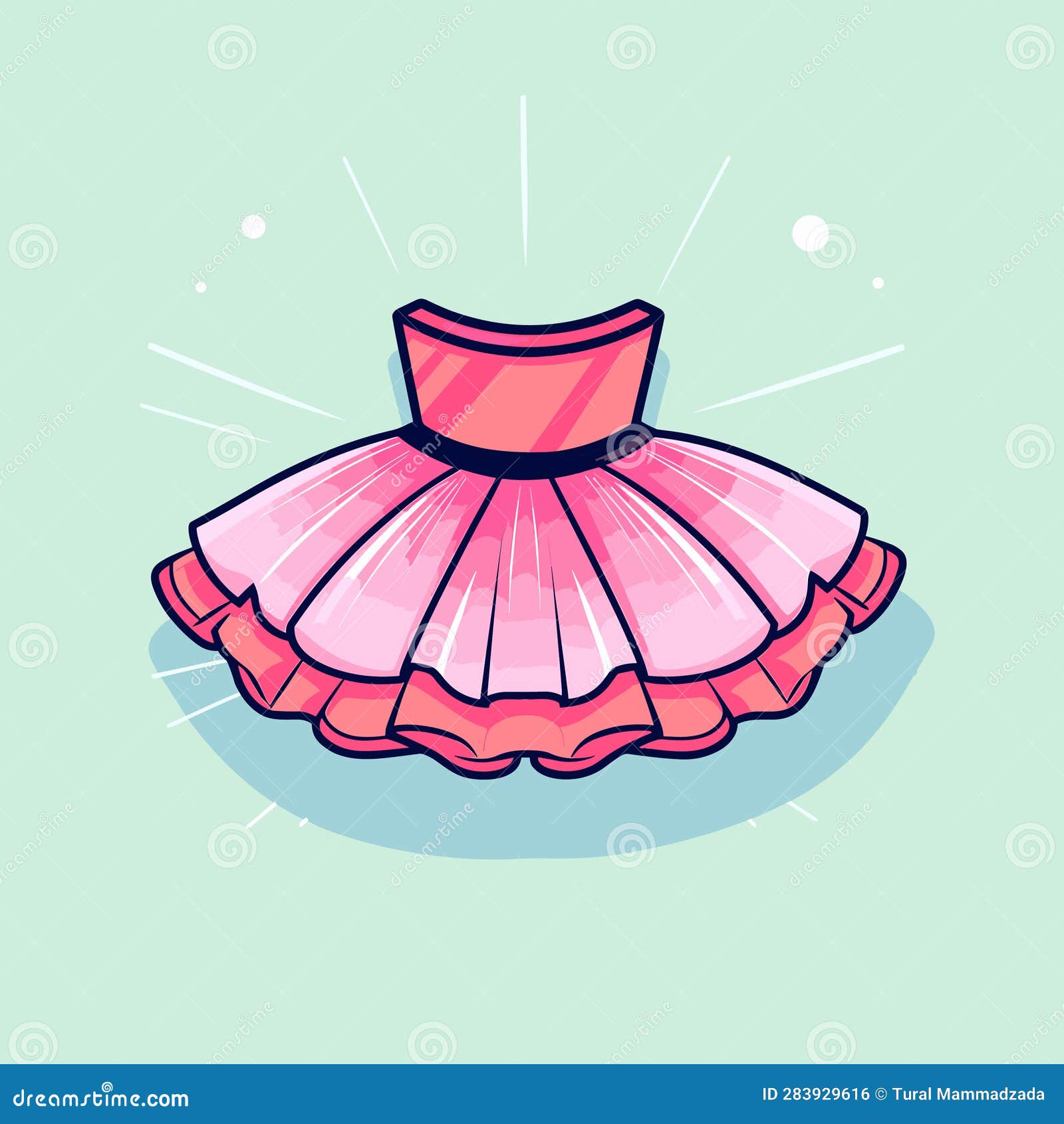 Vector of a Stylish Pink Dress Against a Vibrant Blue Background Stock