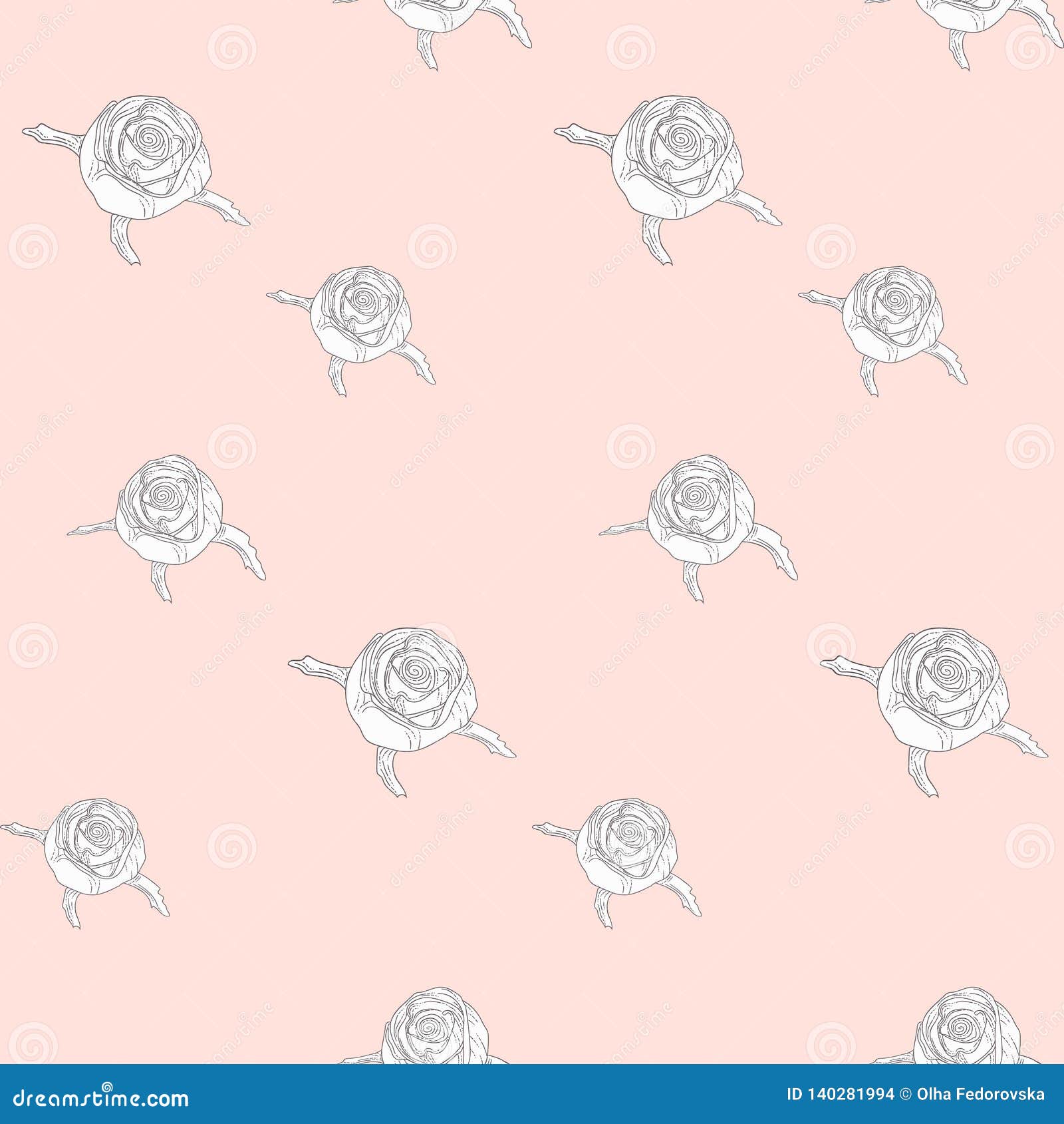 Vector Subtle Seamless Pattern with Drawn Florals Stock Vector