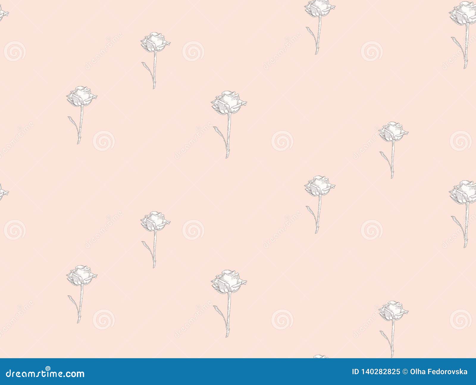Vector Subtle Seamless Pattern with Drawn Florals Stock Vector