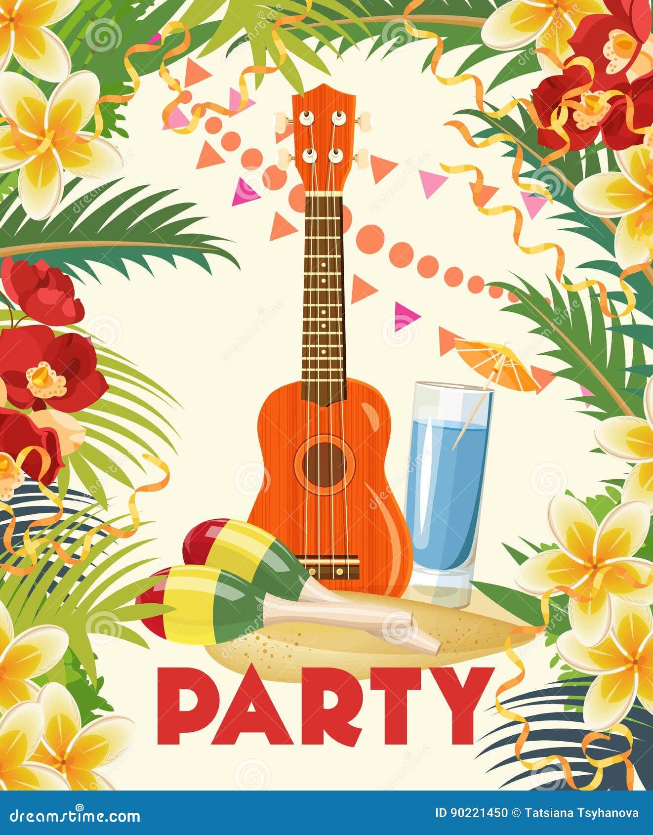 Vector Summer Beach Party Flyer Design with Typographic and Music ...