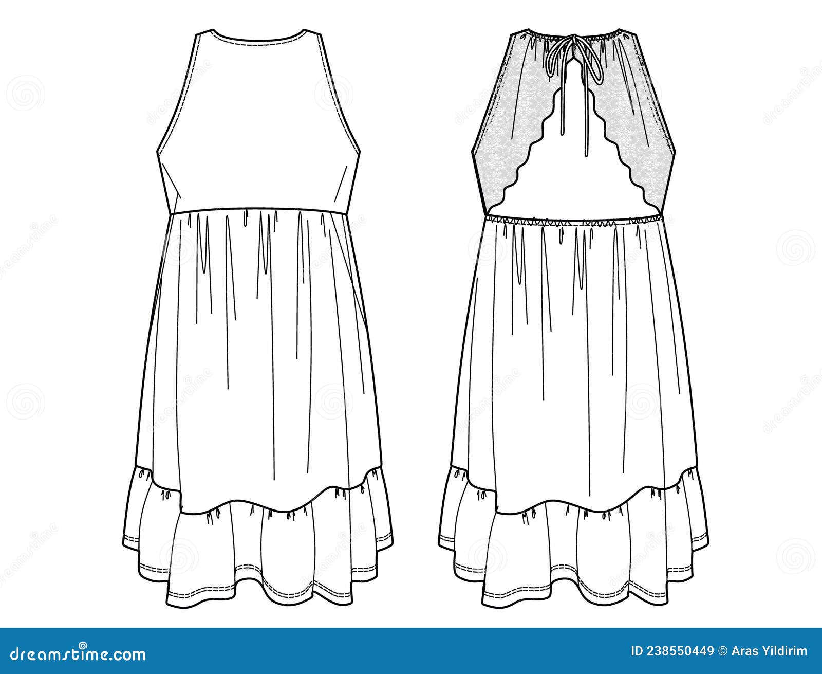 Summer dress fashion stock vector. Illustration of outline - 238550449