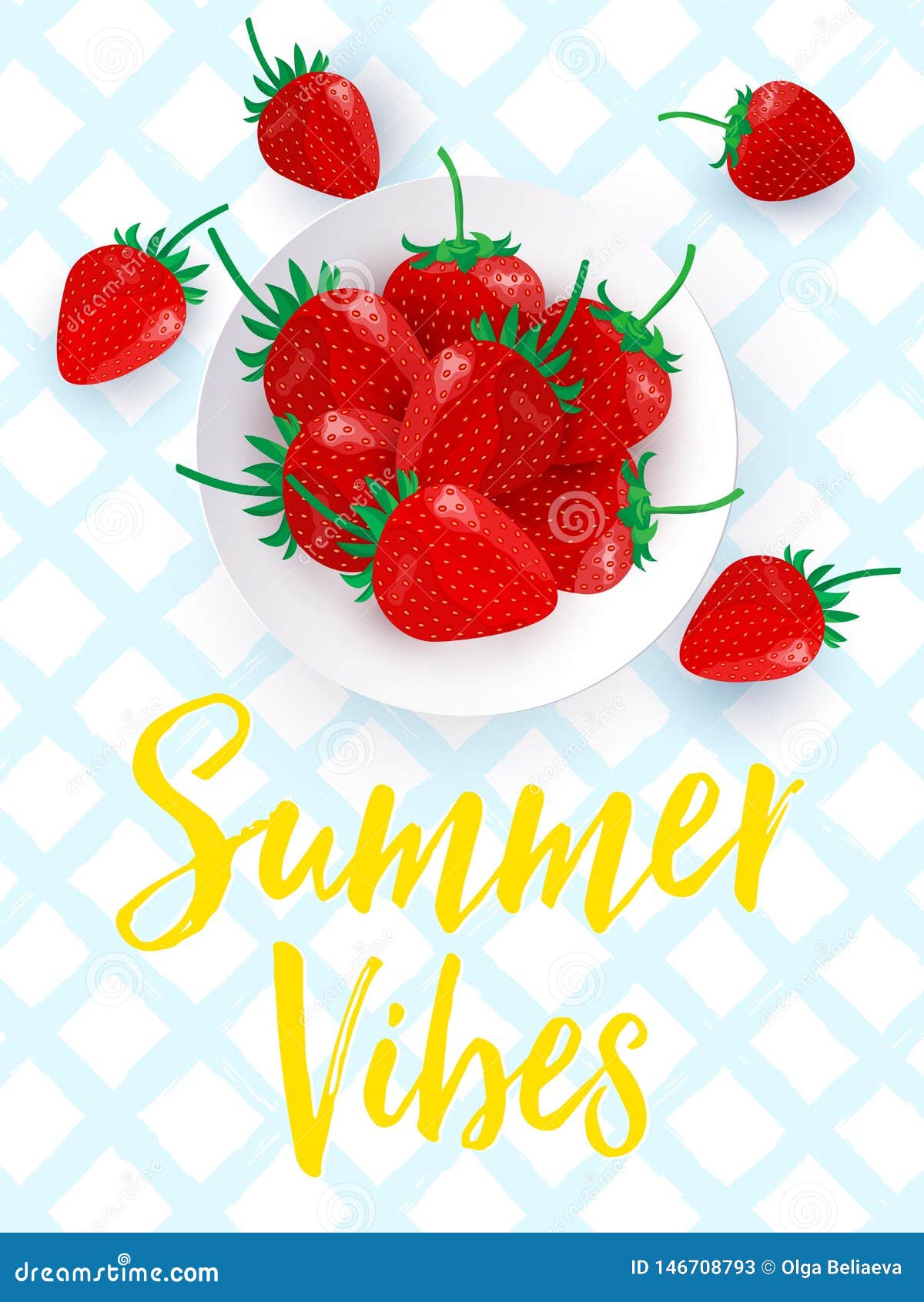 Vector Summer Vibes Typography Vertical Poster With Strawberry Stock Vector Illustration Of Fruit Design 146708793