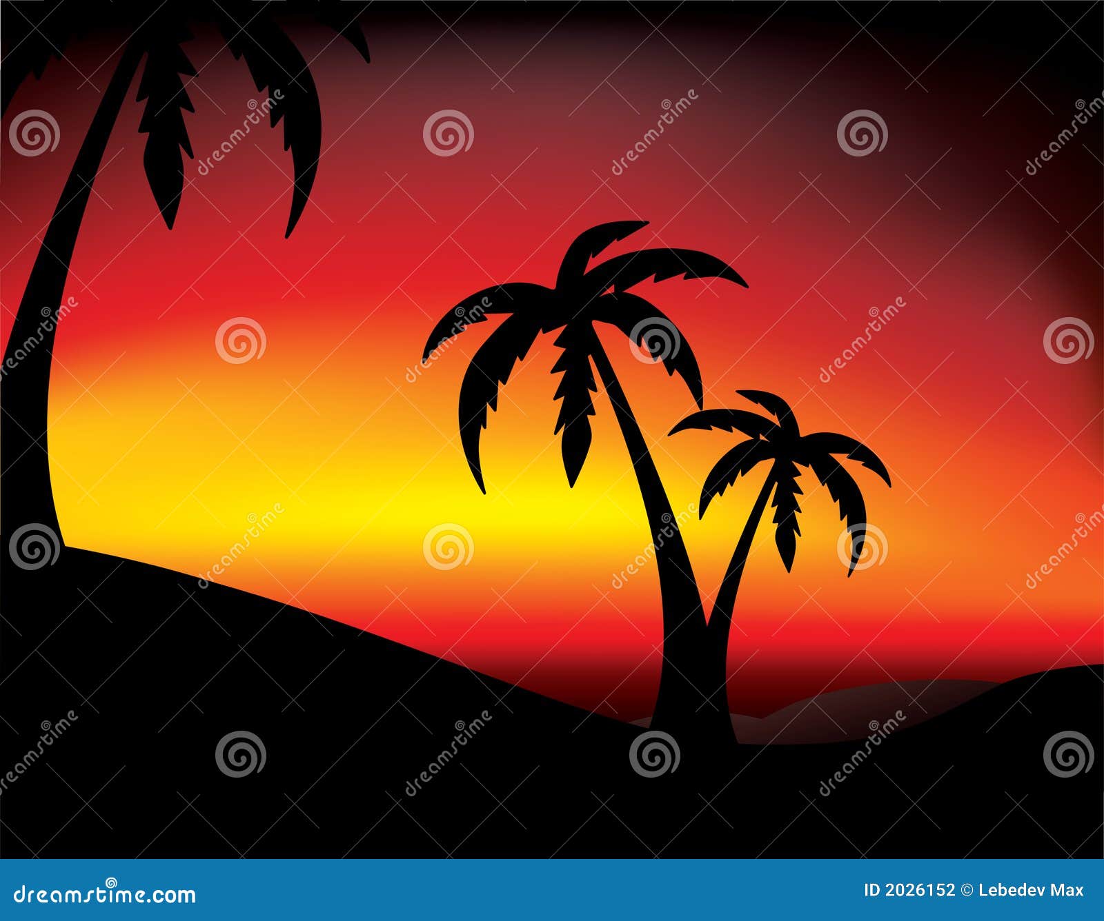 Vector Sunset With Palm Stock Vector Illustration Of Scenery 2026152