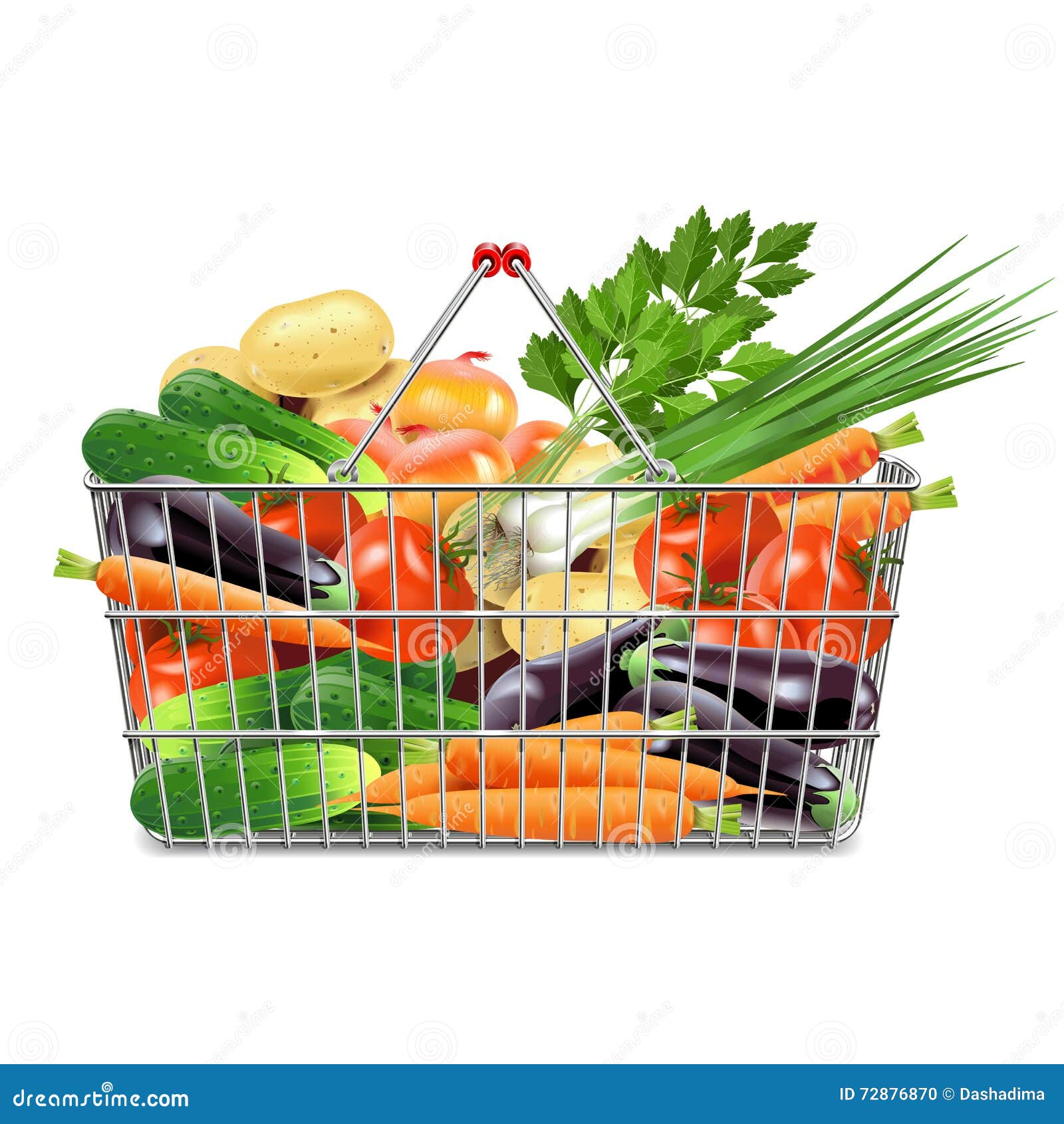 Vector Supermarket Basket with Vegetables Stock Vector Illustration