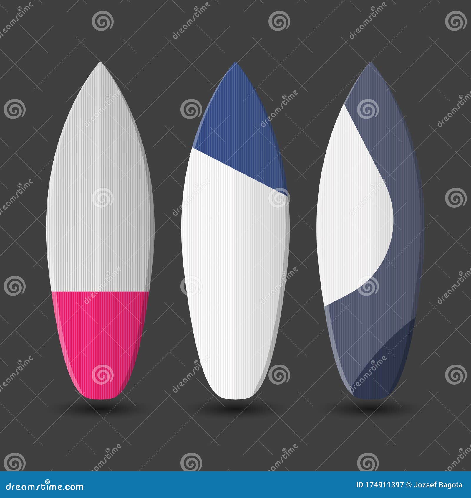 Vector Surfboards Design with Abstract Colorful Geometric Shapes