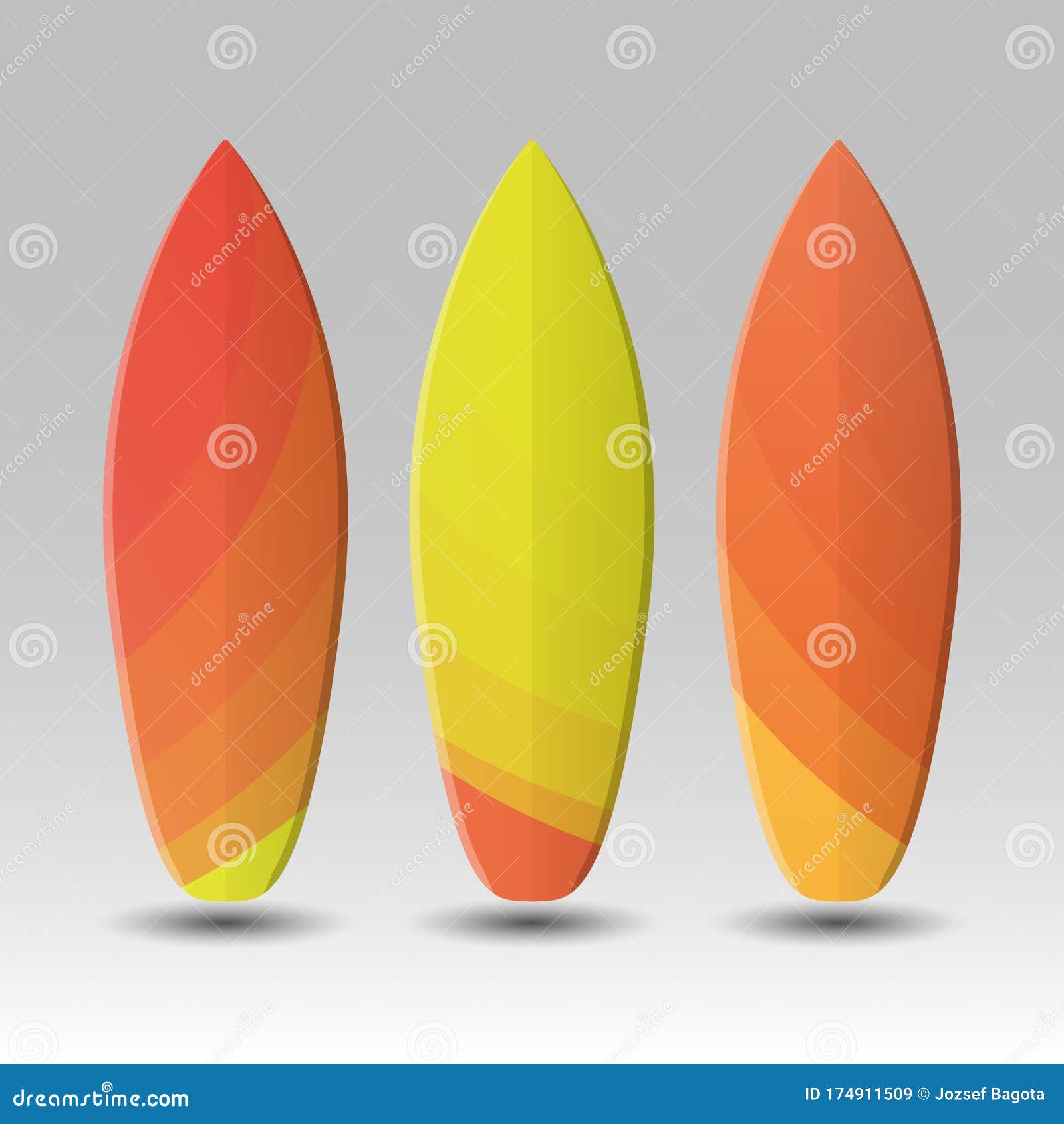 Vector Surfboards Design with Abstract Colorful Geometric Shapes