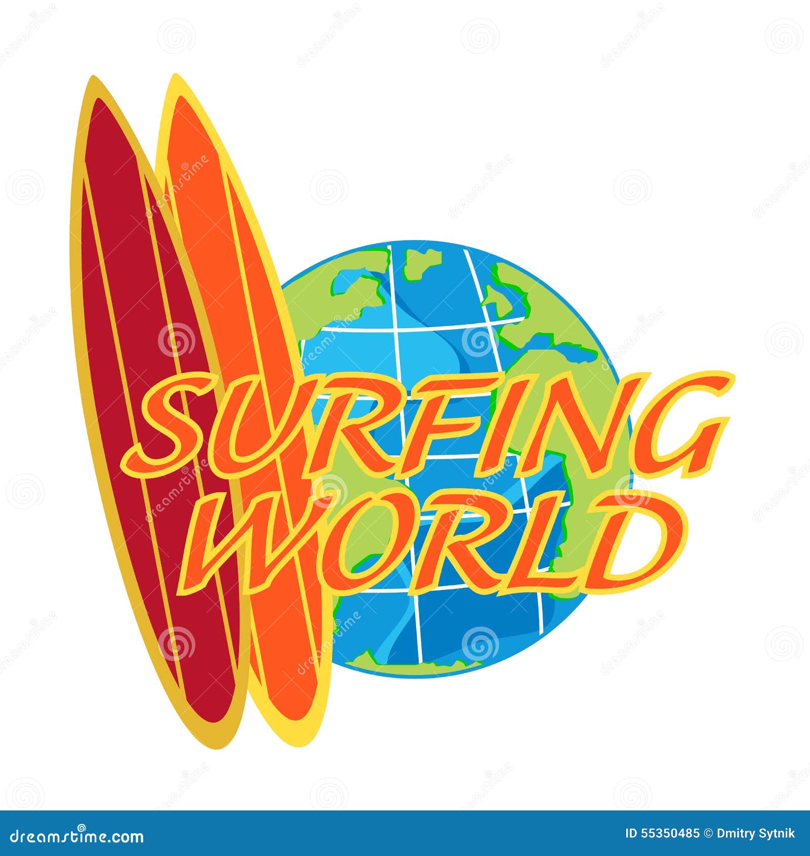Vector Surfing Travel with Surf Board and Earth Globe Stock