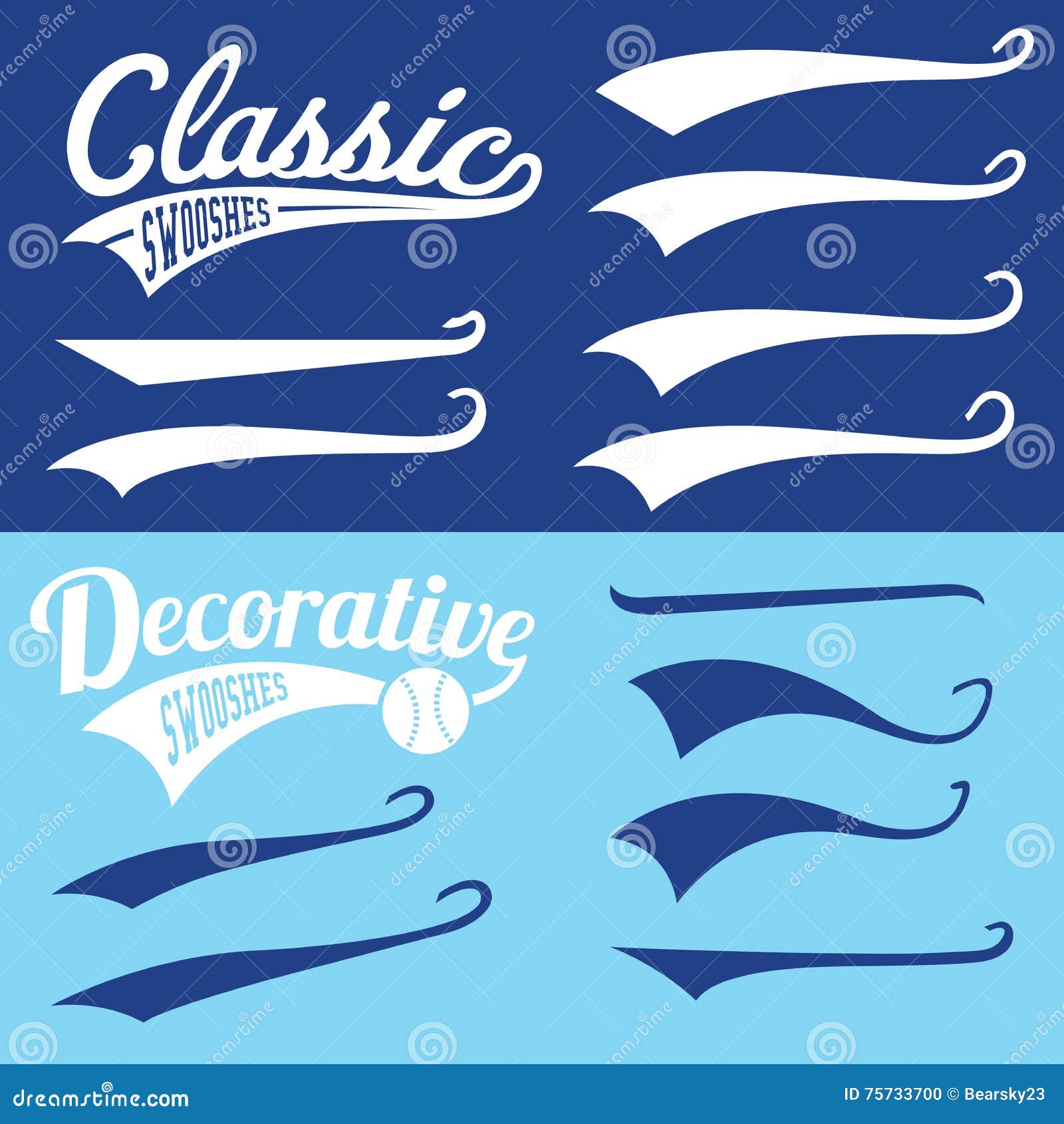 Vector Swooshes for Typography Stock Vector - Illustration of