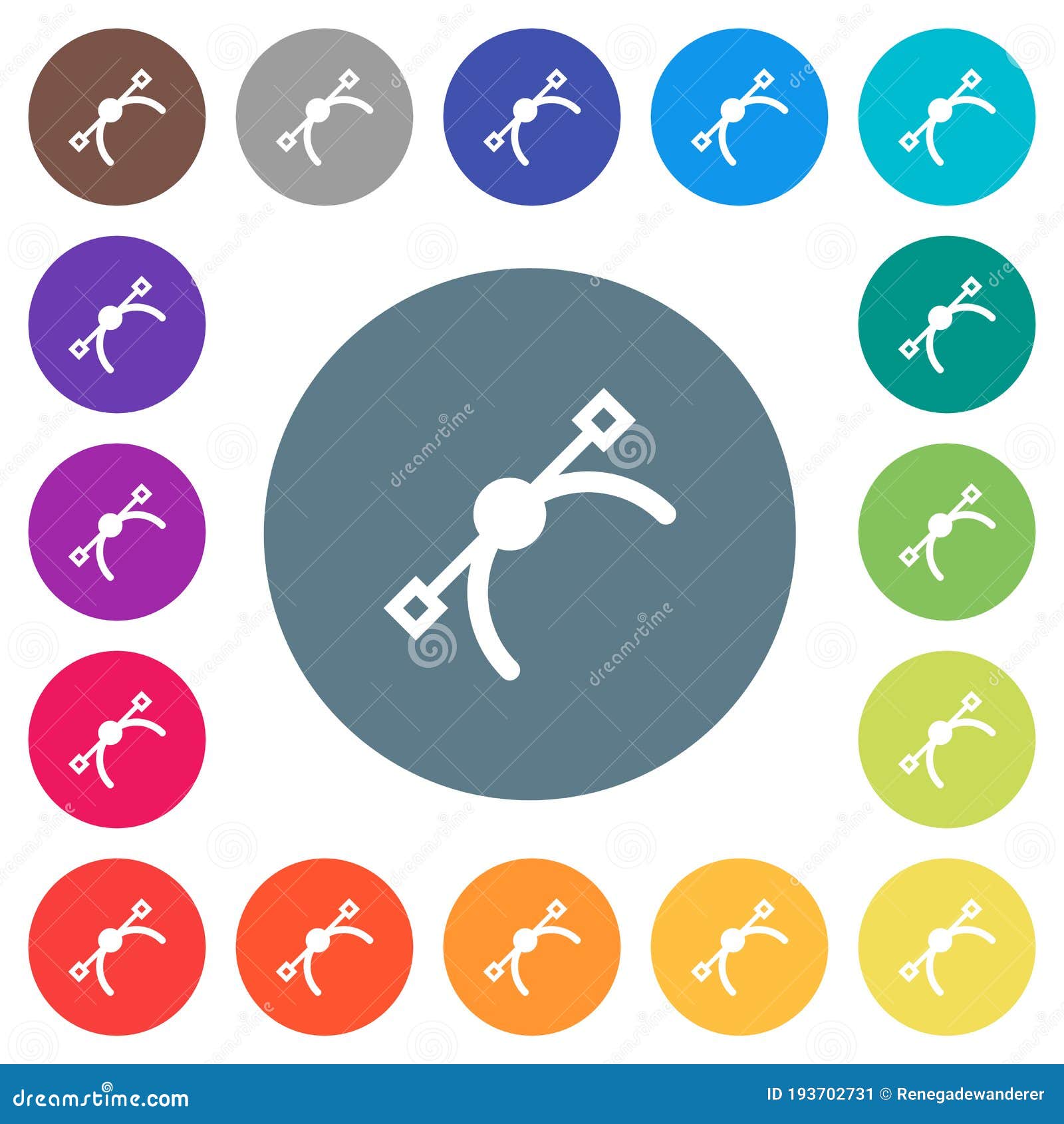   flat white icons on round color backgrounds