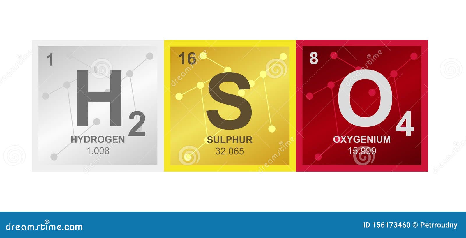 Vector Symbol of Sulfuric Acid Consisting of Hydrogen Sulfur and