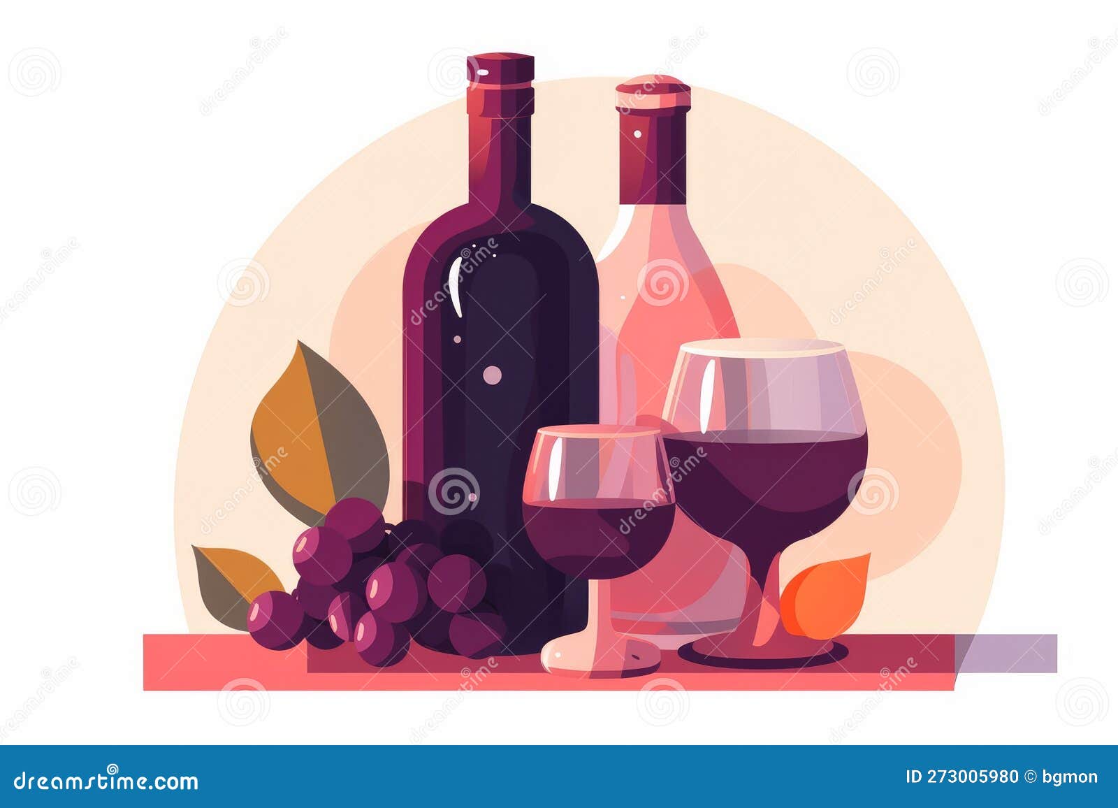Vector Symbolism of Wine Bottle Cup and Glass. Generative Ai Stock