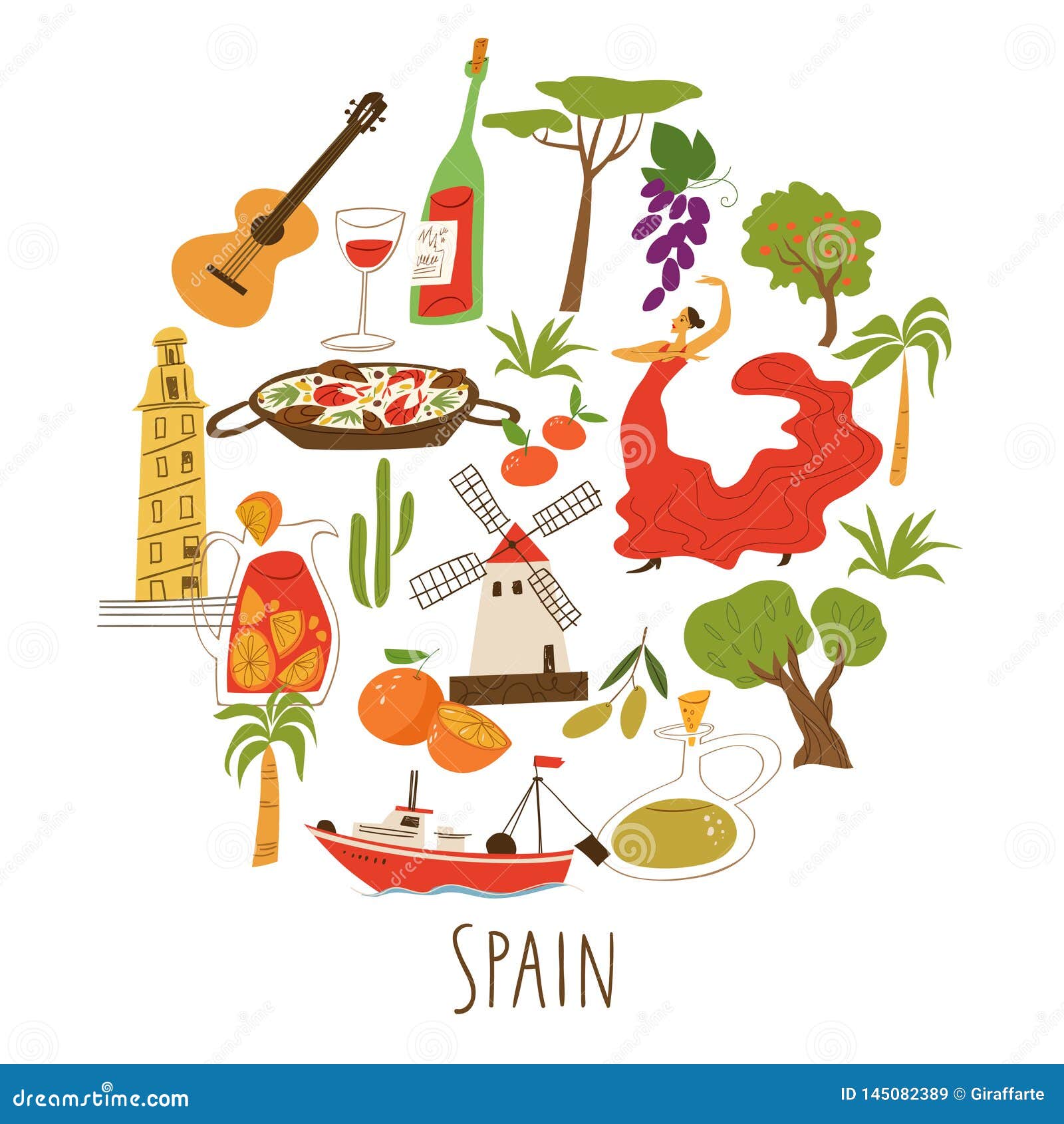 Vector Symbols of Spain Culture and Architecture. Stock Vector ...