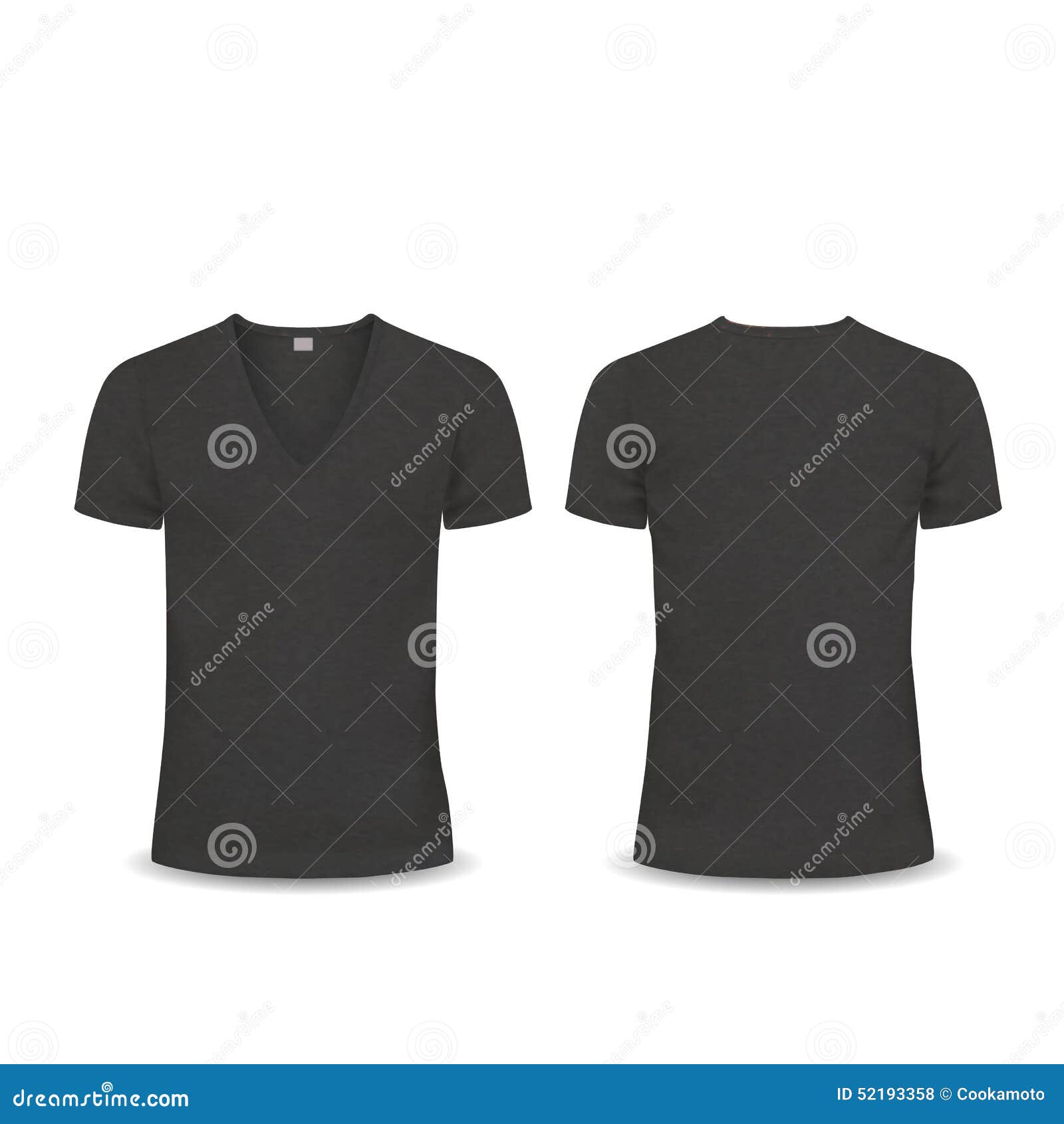 Black male t-shirt template v-neck front and back Vector Image