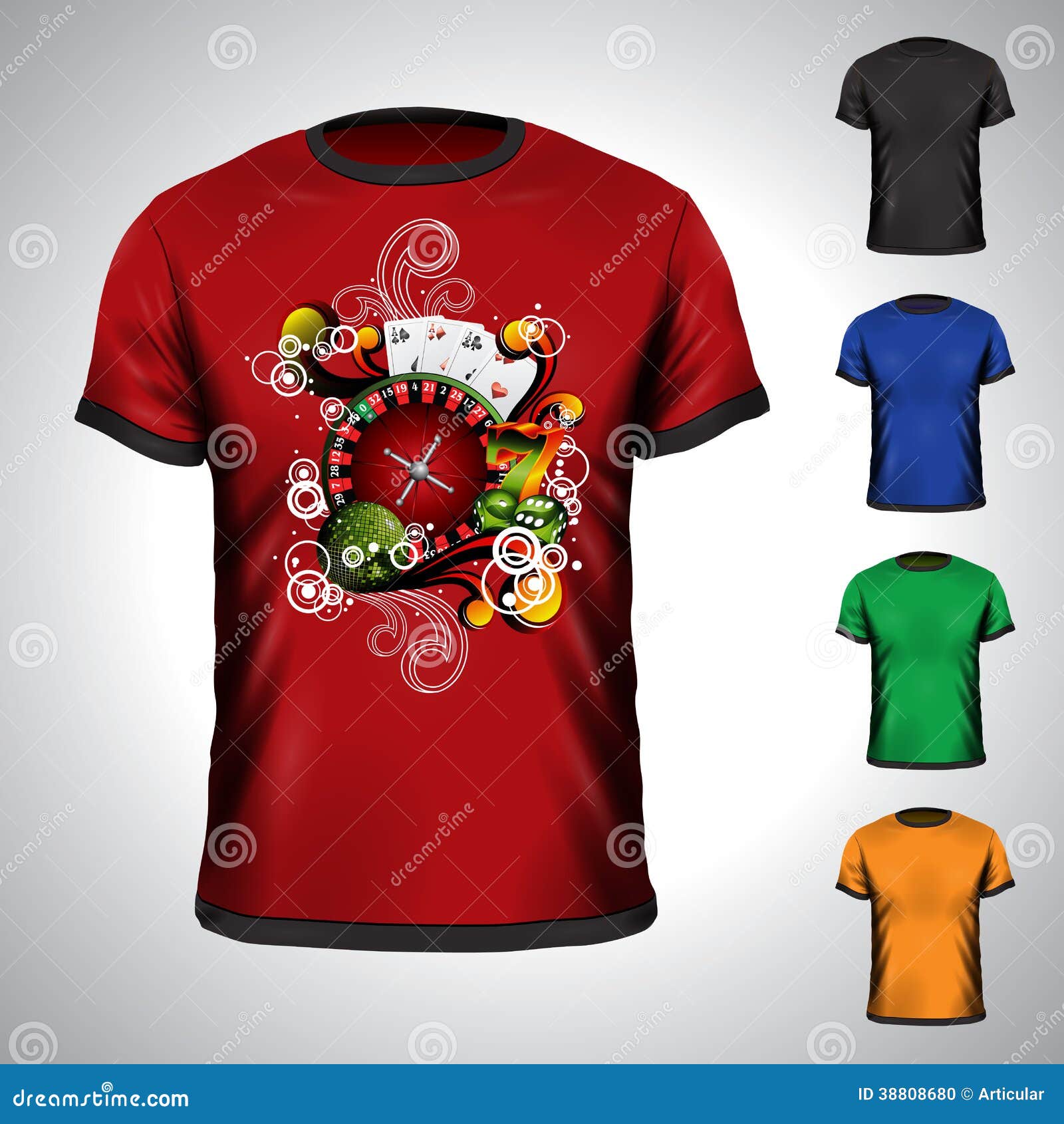 Vector T-shirt Set On A Casino Theme Stock Vector - Illustration of chips, dice: 388086801300 x 1390