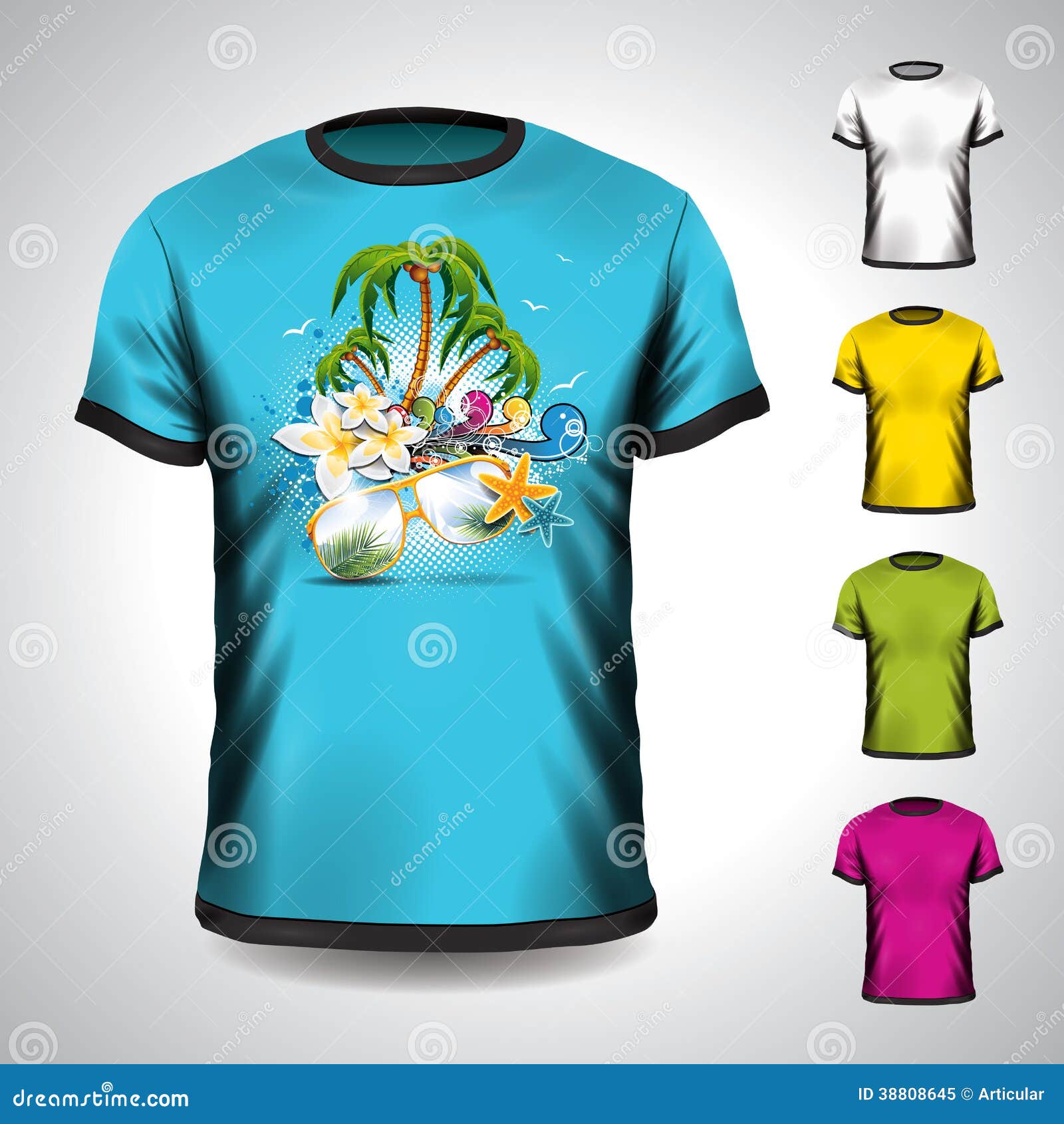 Vector Tshirt Set on a Summer Holiday Theme Stock Vector