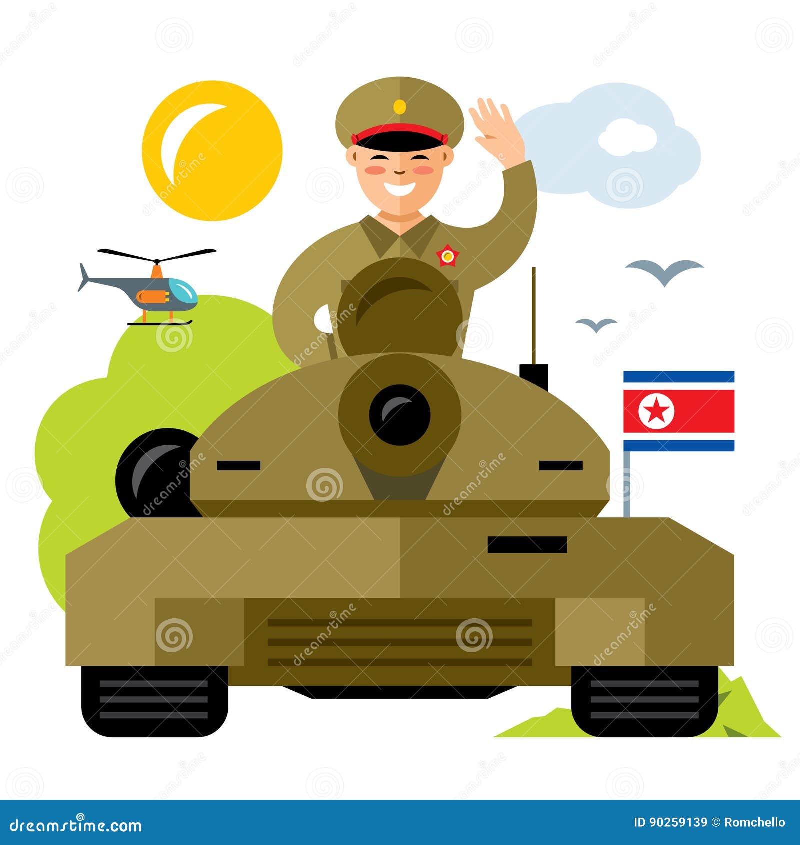 Vector Tankman North Korea. Flat Style Colorful Cartoon Illustration. Stock Vector - Illustration of danger, flag: 90259139 Vector Tankman North Korea. Flat Style Colorful Cartoon Illustration. Stock Vector - Illustration of danger, flag: 90259139