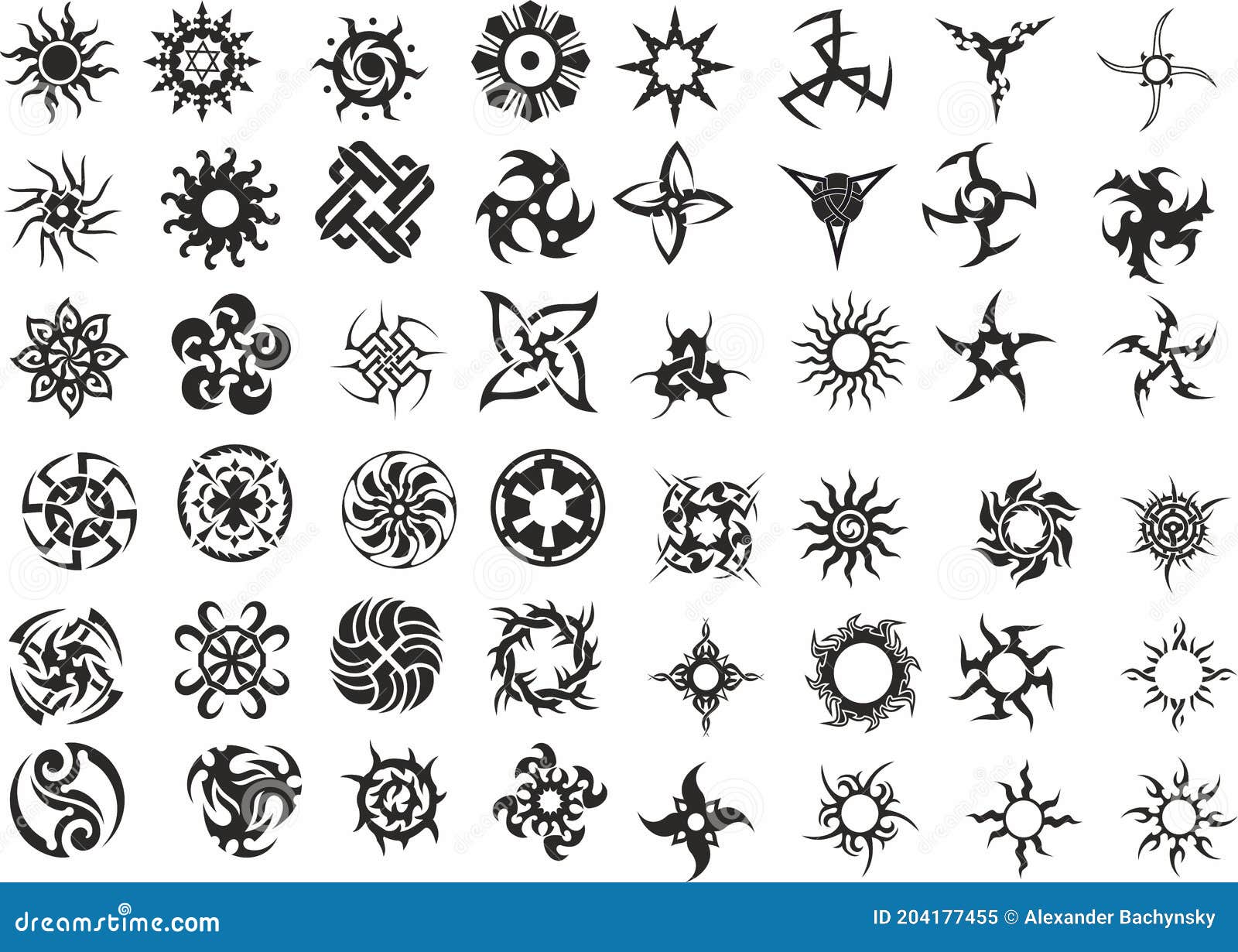 Vector Tattoo Symbols. Set of Abstract Drawings Sticker Elements Stock ...