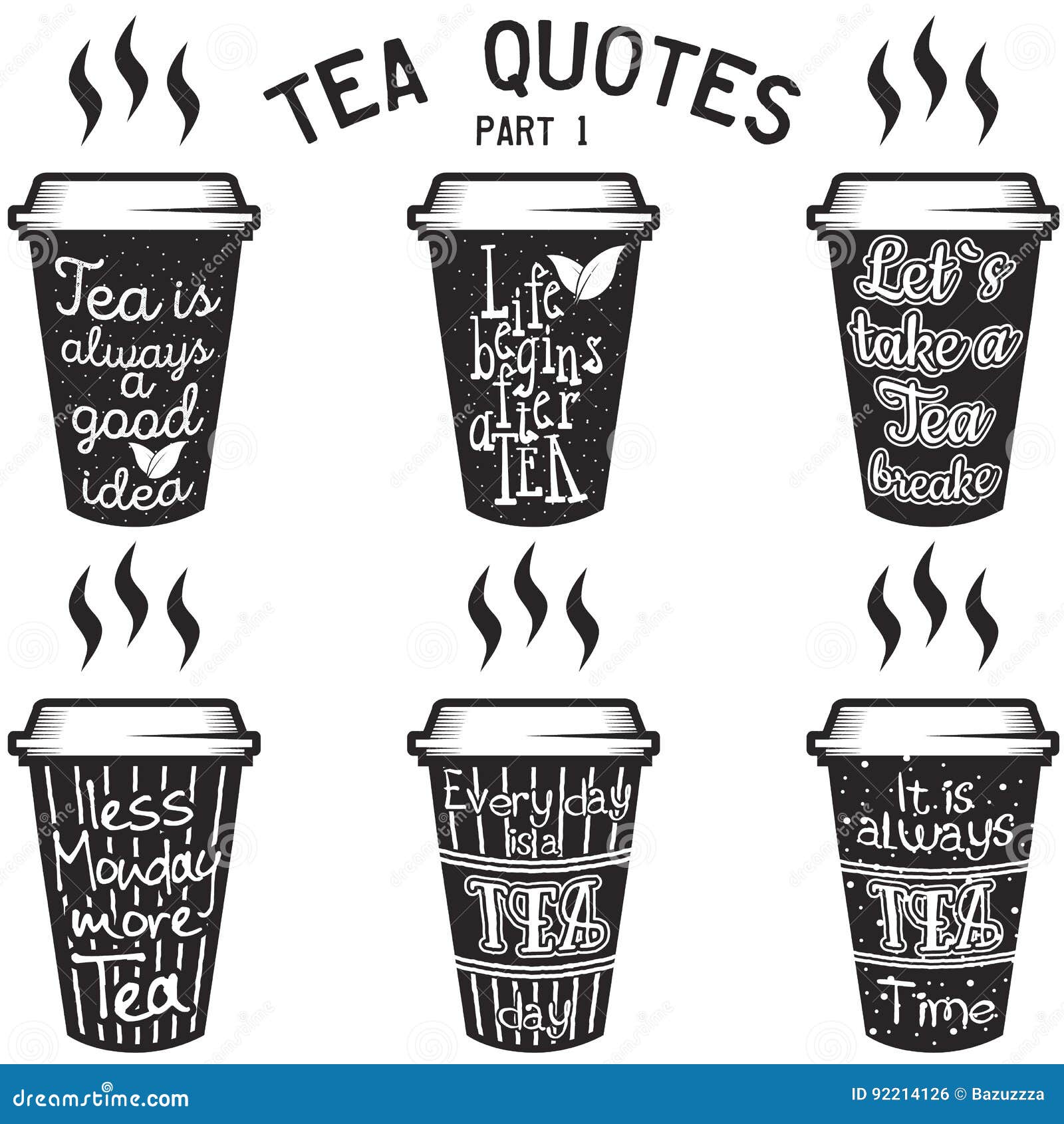 Download Vector Tea Quotes And Sayings Typography Set Stock Vector - Illustration of graphic, love: 92214126