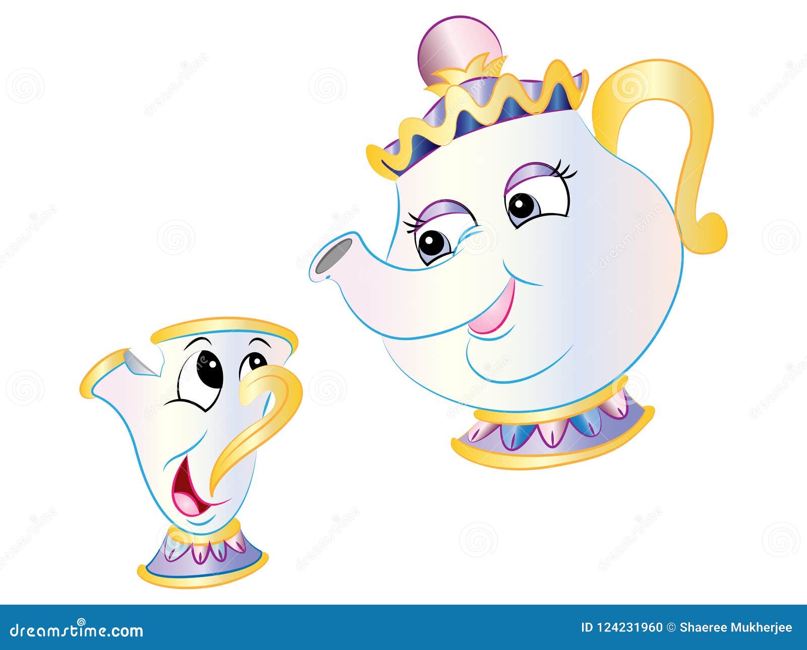 Vector Teapot & Chip from Beauty & the Beast Stock Vector - Illustration of  beast, story: 124231960