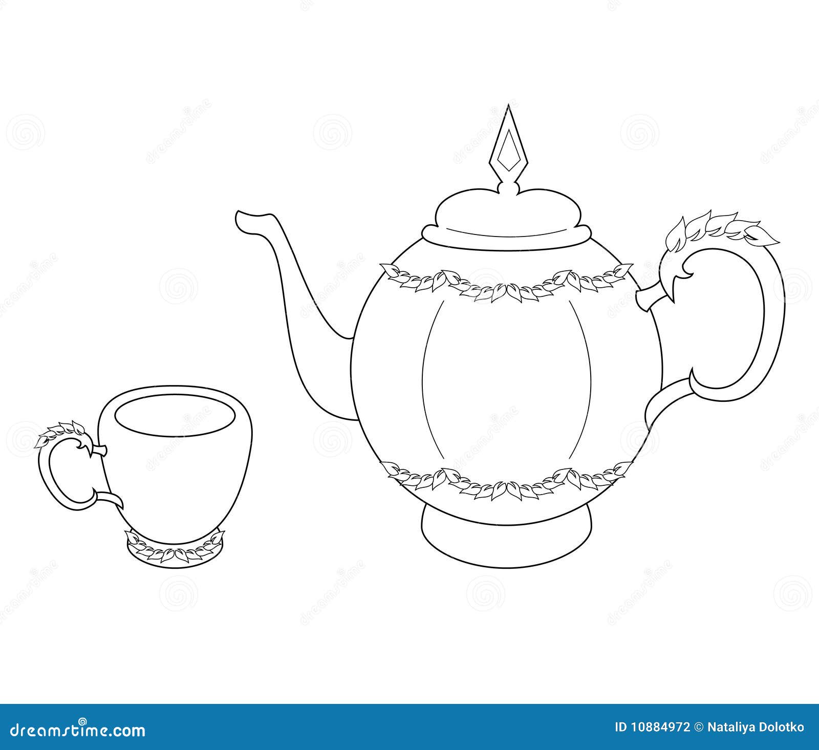 Vector teapot and cup stock vector. Illustration of kitchen 10884972