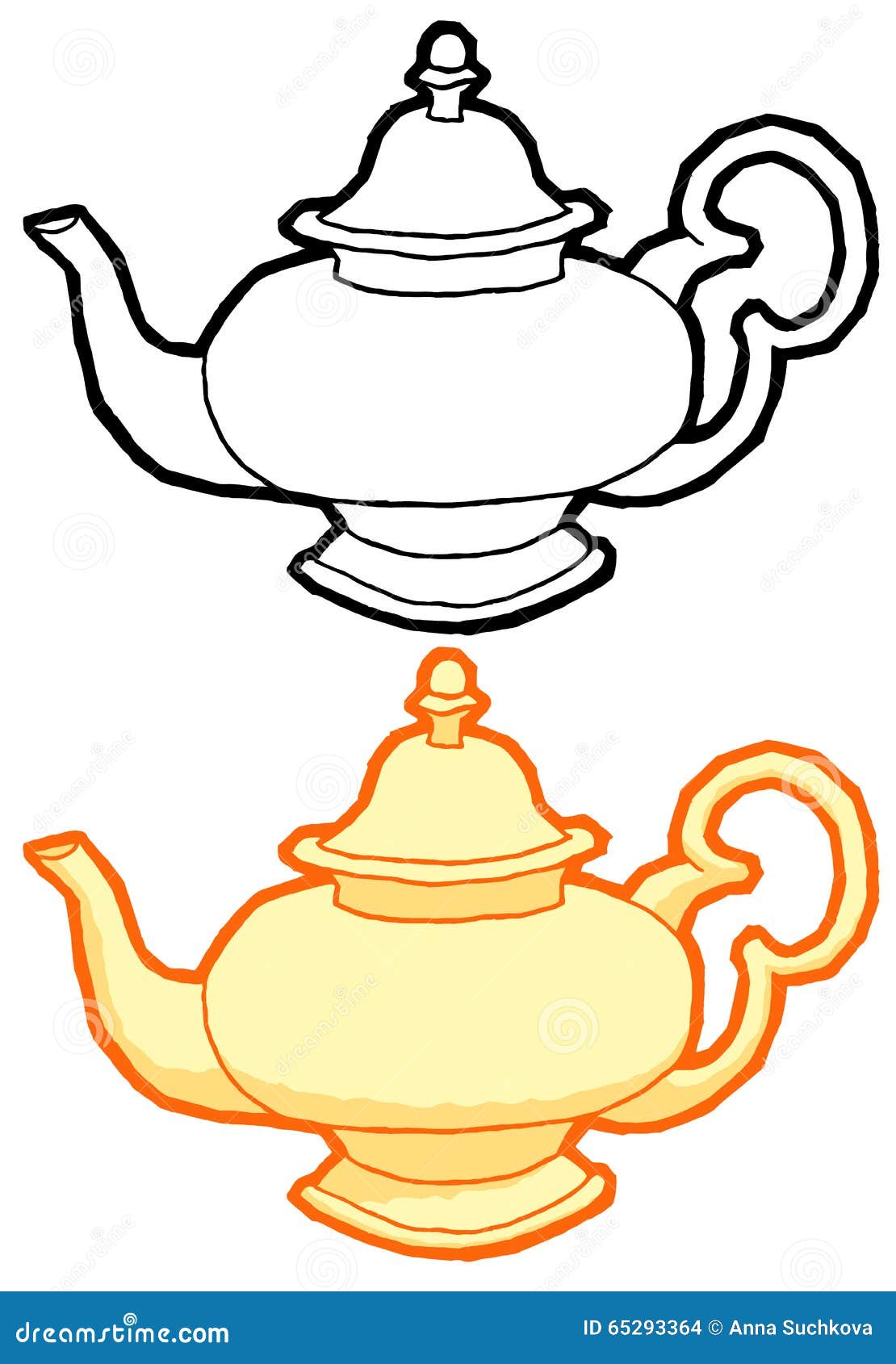 Vector Teapot Icon. Kawaii Tea Pot Illustration. Colored Smiling Kettle