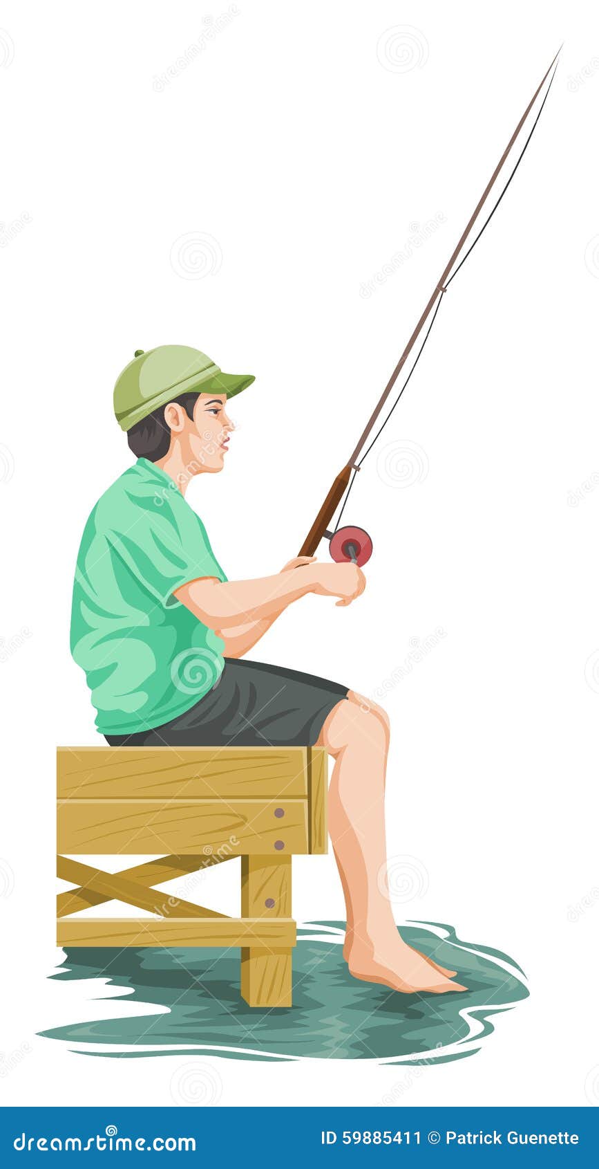 Boy with a fishing rod Royalty Free Vector Image