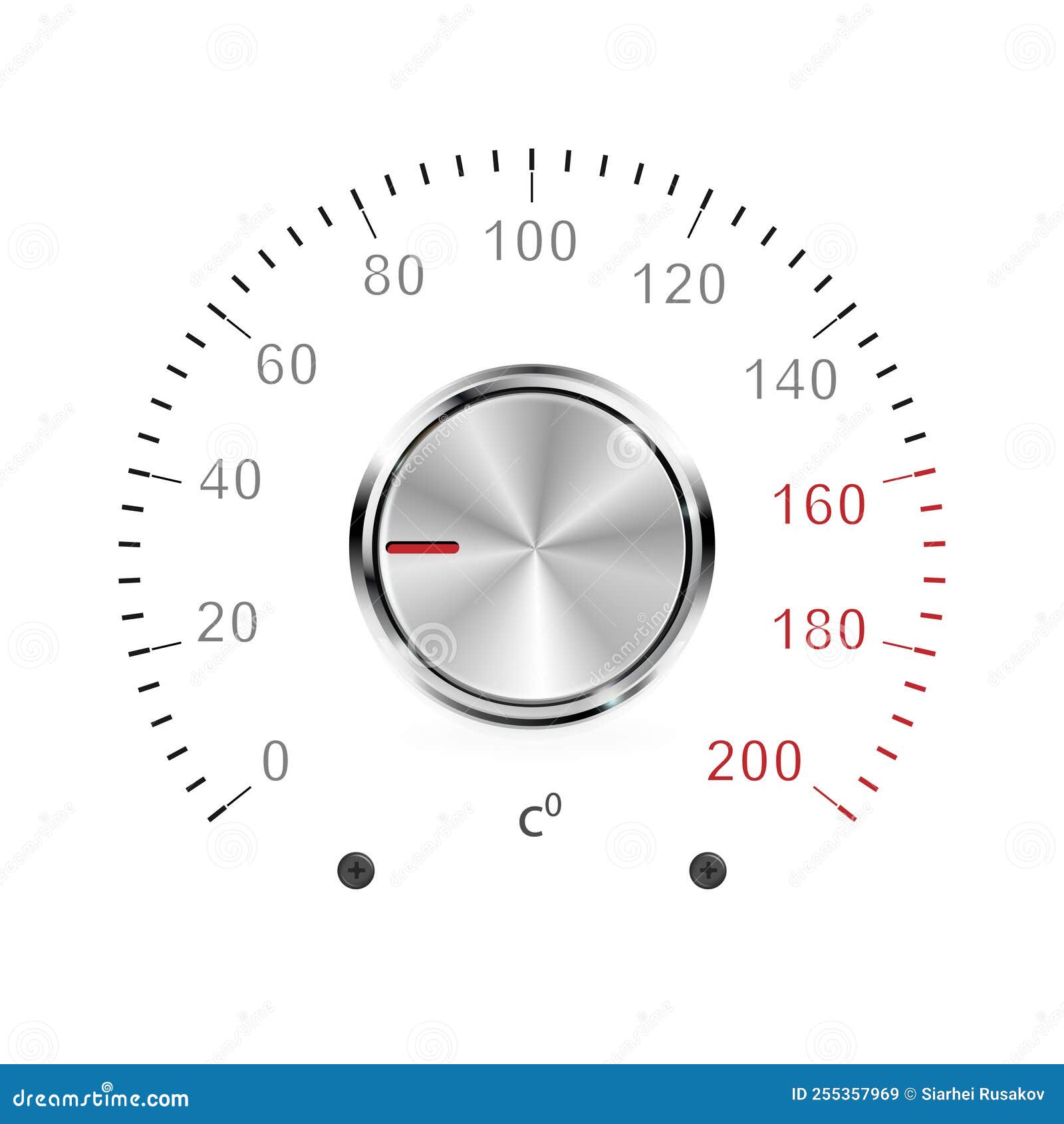 Vector Temperature Regulator on a White Background, Chrome, Metal. Home