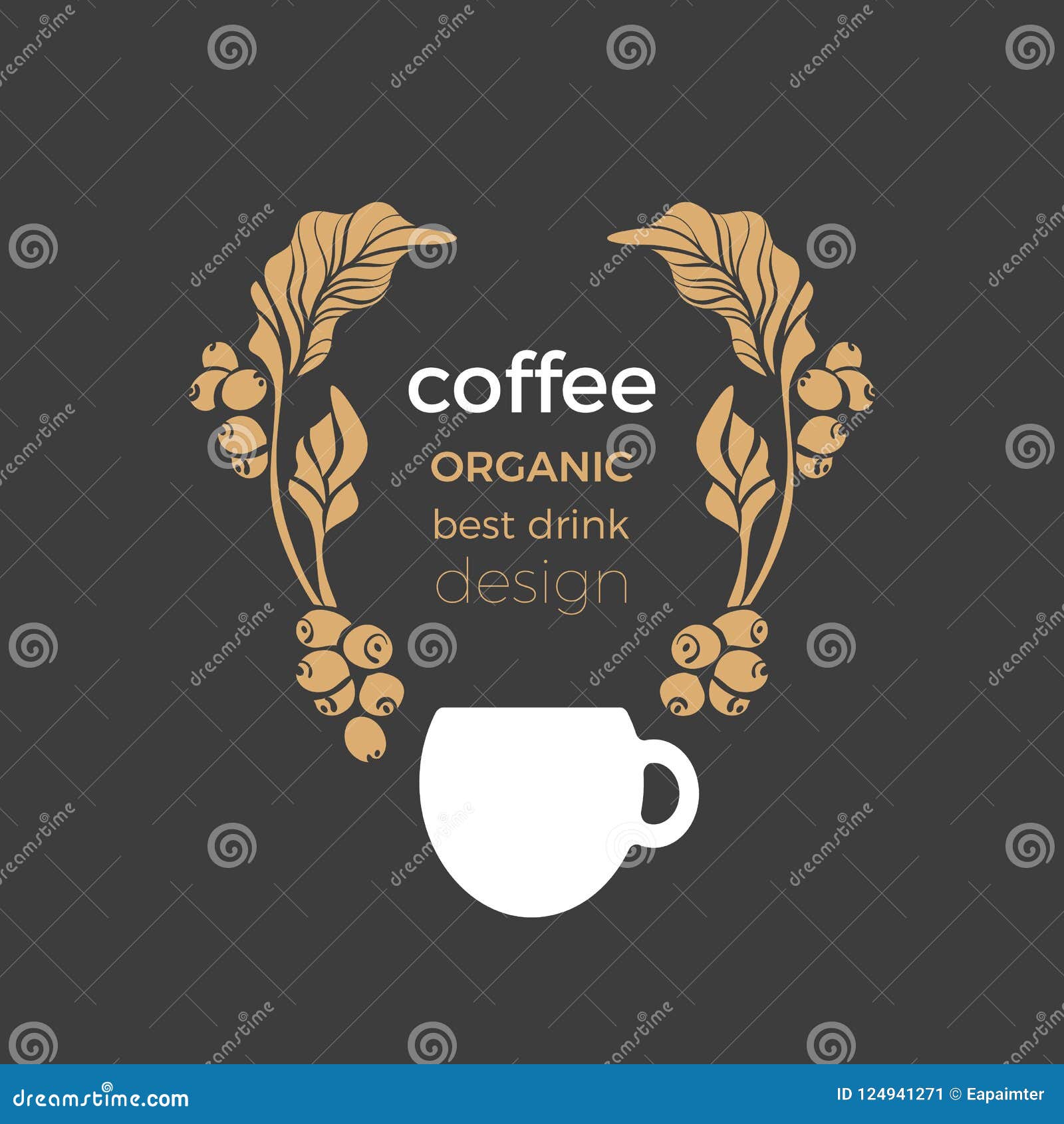 Vector Template Logo Of Coffee Tree Cup Bean Stock Vector Vector Template Logo Of Coffee Tree Cup Bean Stock Vector