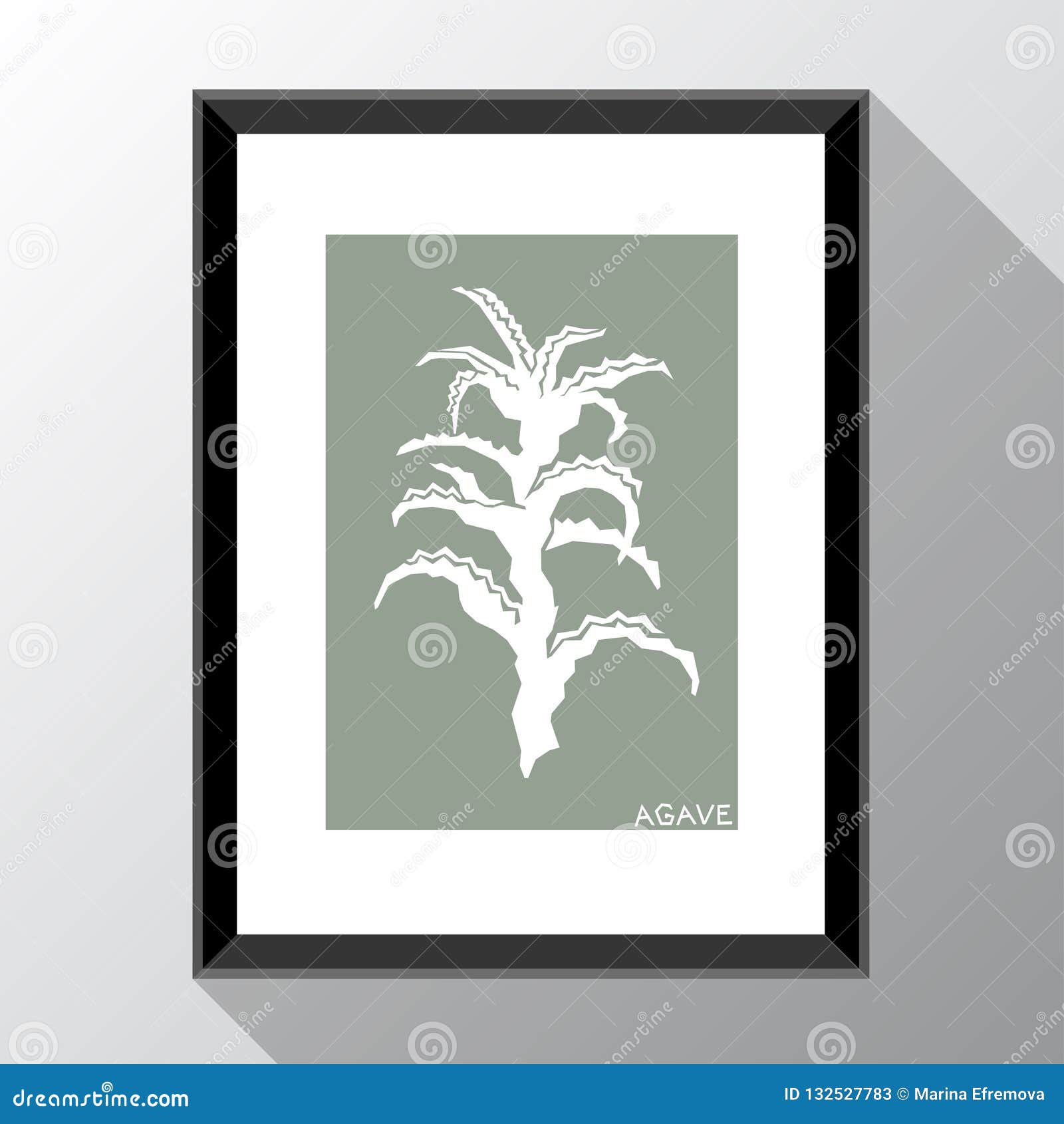  template with photo frame and agave