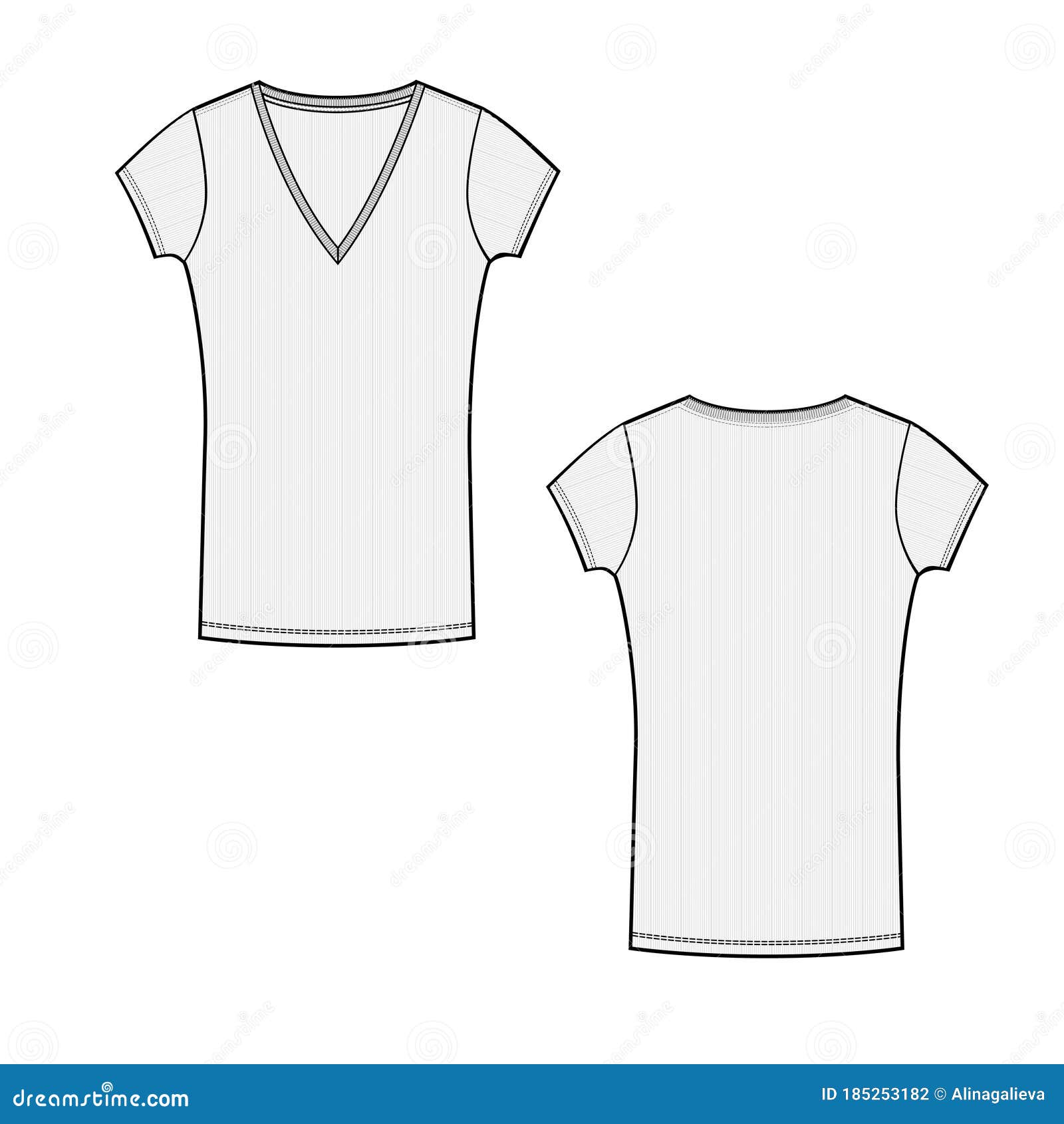 Download Vector Template With Short Sleeve And V Neck Line T Shirt ...