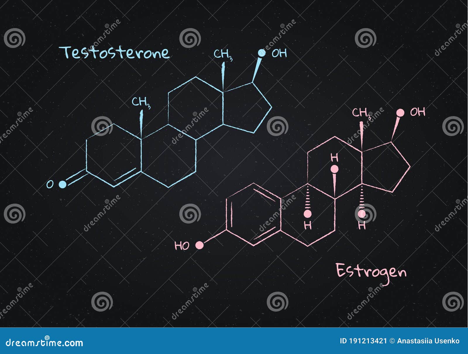 Vector Testosterone and Estrogene Structure Banner Illustration Set