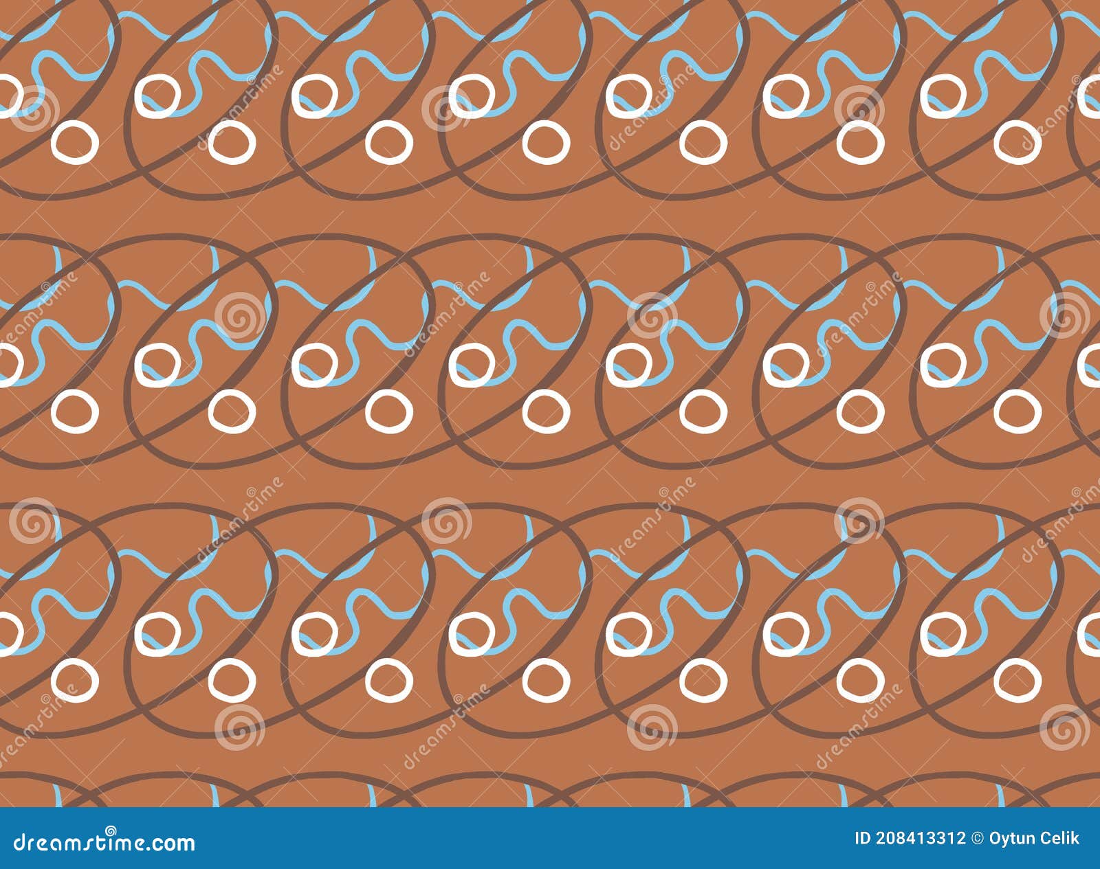 Vector Texture Background Seamless Pattern. Hand Drawn Brown Blue White