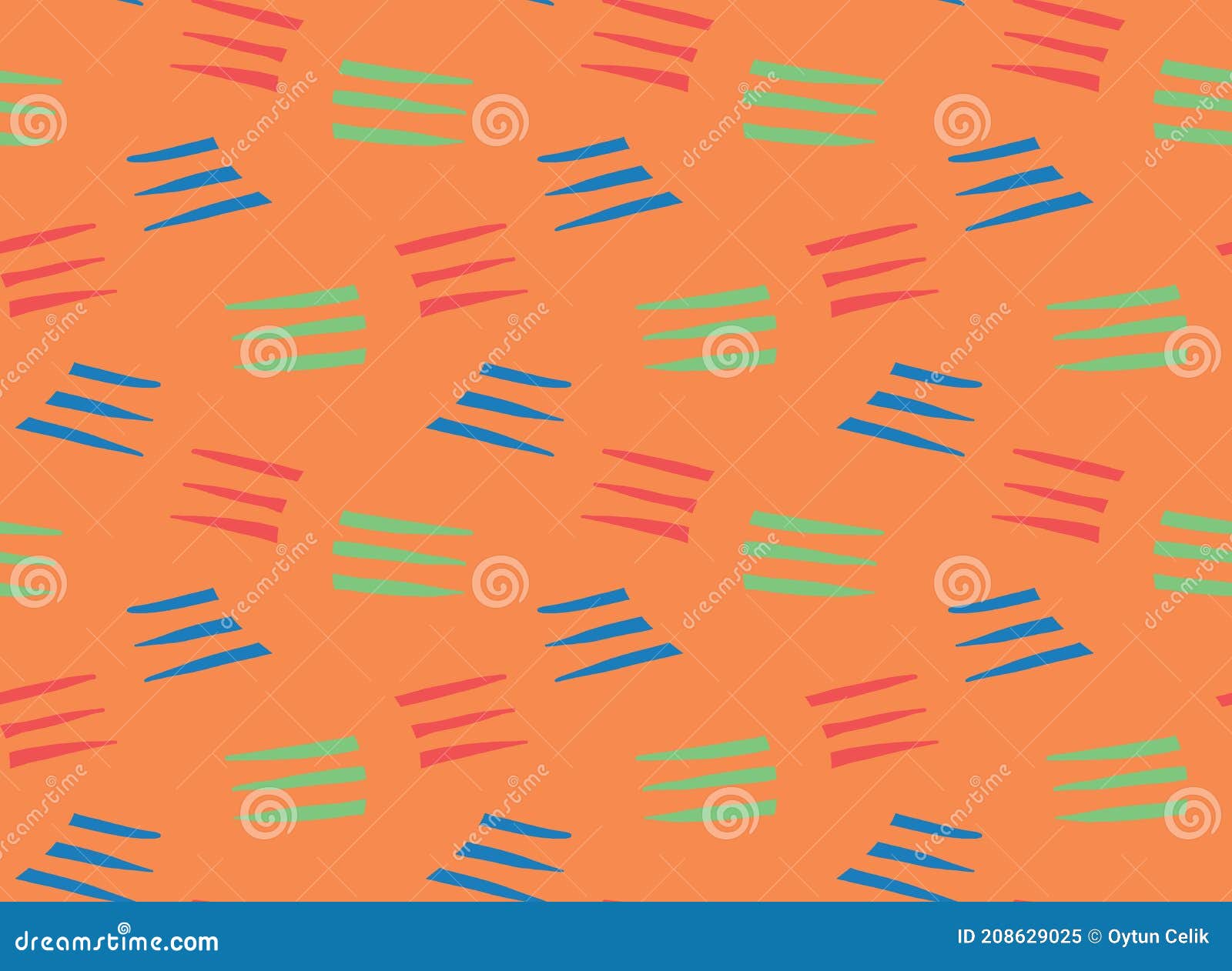 Vector Texture Background, Seamless Pattern. Hand Drawn, Orange, Blue, Green, Red Colors Stock