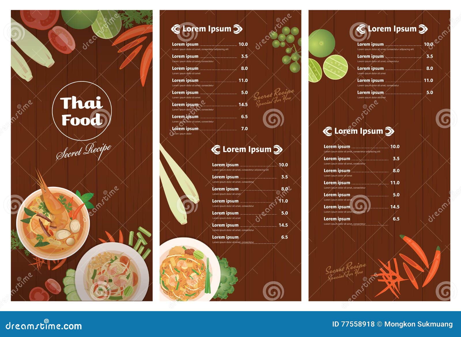 Vector of Thai Foods Restaurant Menu Template Stock Vector Inside Asian Restaurant Menu Template
