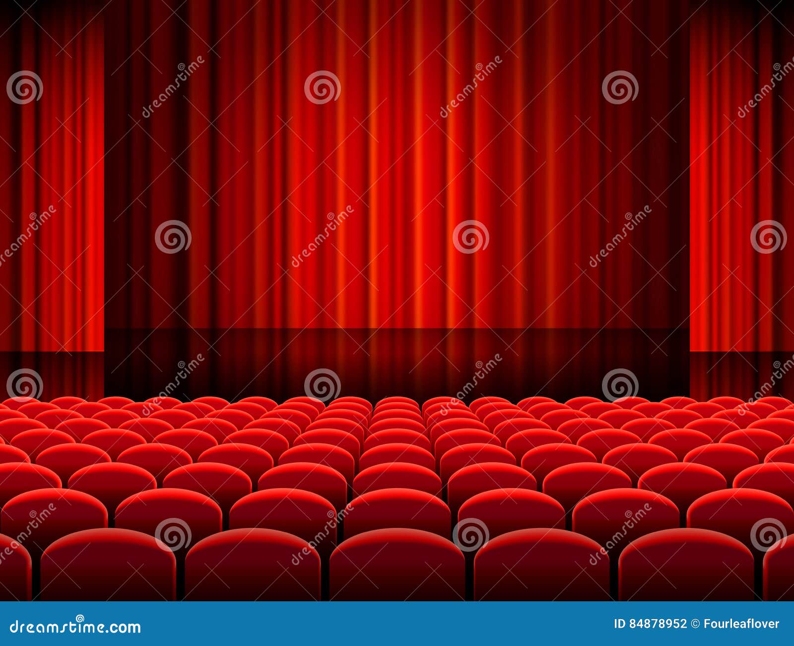 Vector Theather Hall with Red Curtains Stock Vector - Illustration of ...