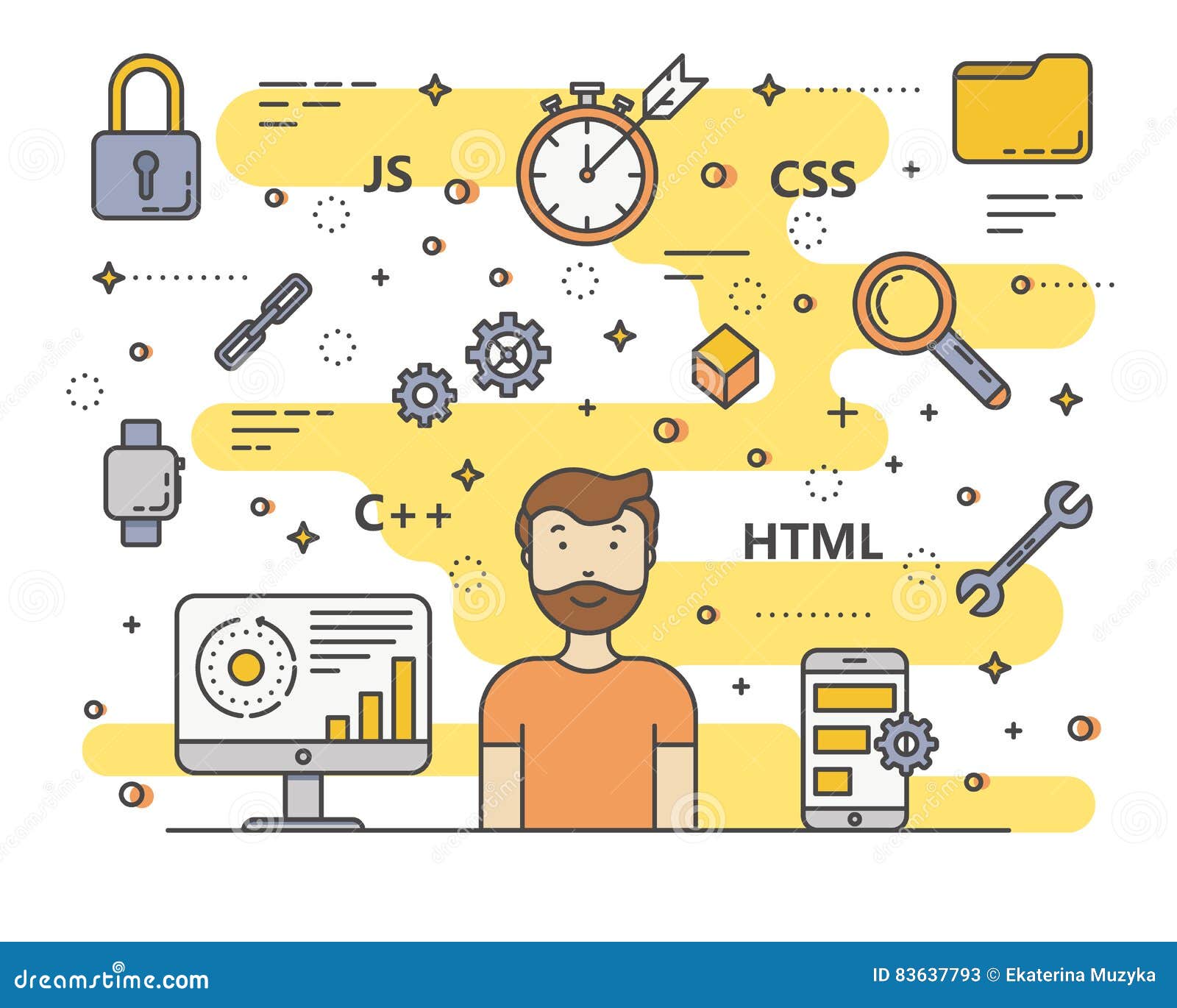 Vector Thin Line Flat Design Web Development, Programming Concept ...