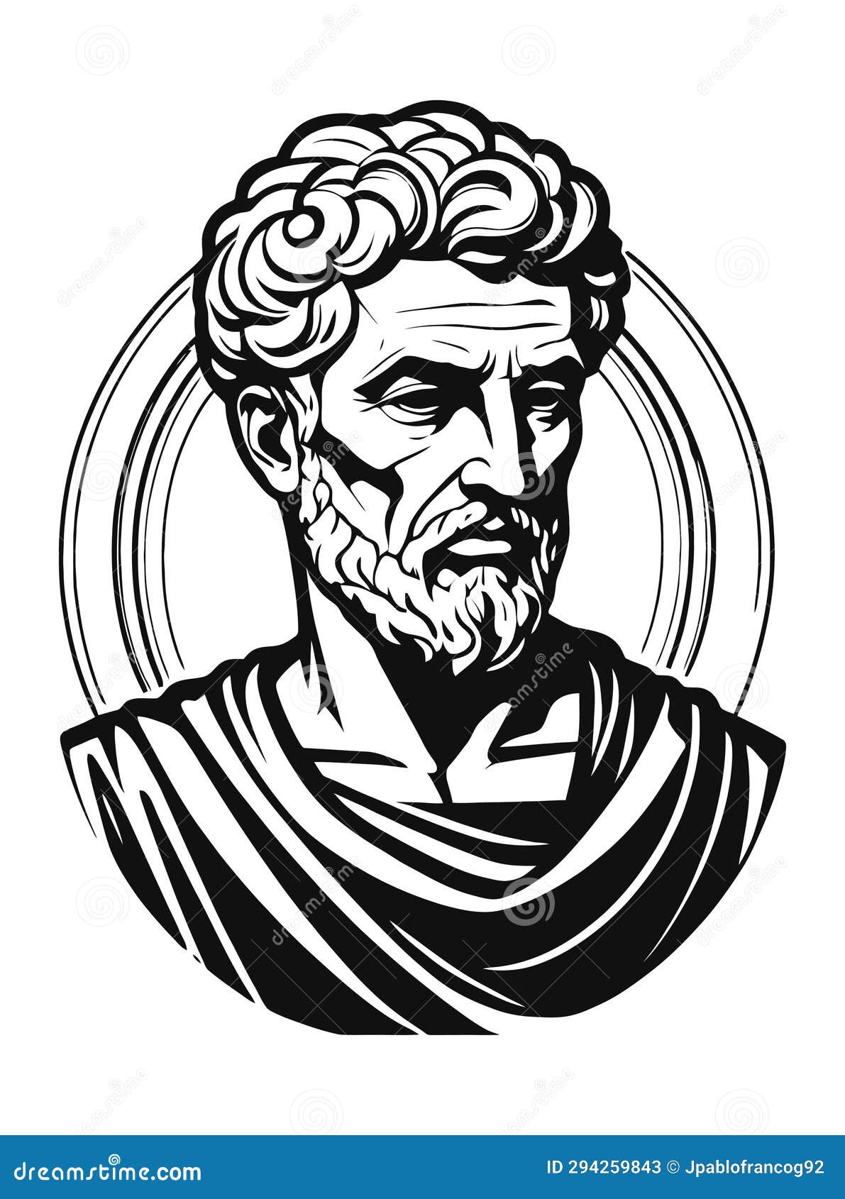 Thoughtful Stoic Man Illustration in Simple Lines Stock Vector ...