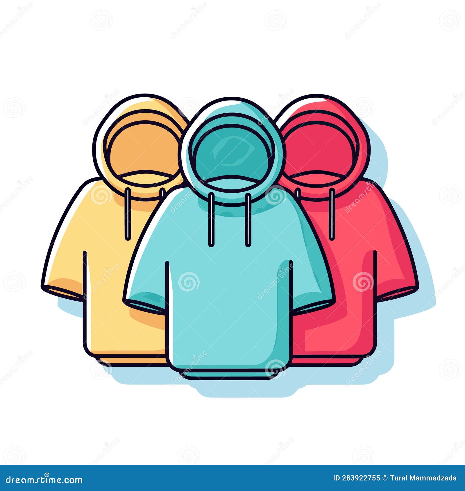 Vector of Three Colored Hoodies on a Clean White Background Vector